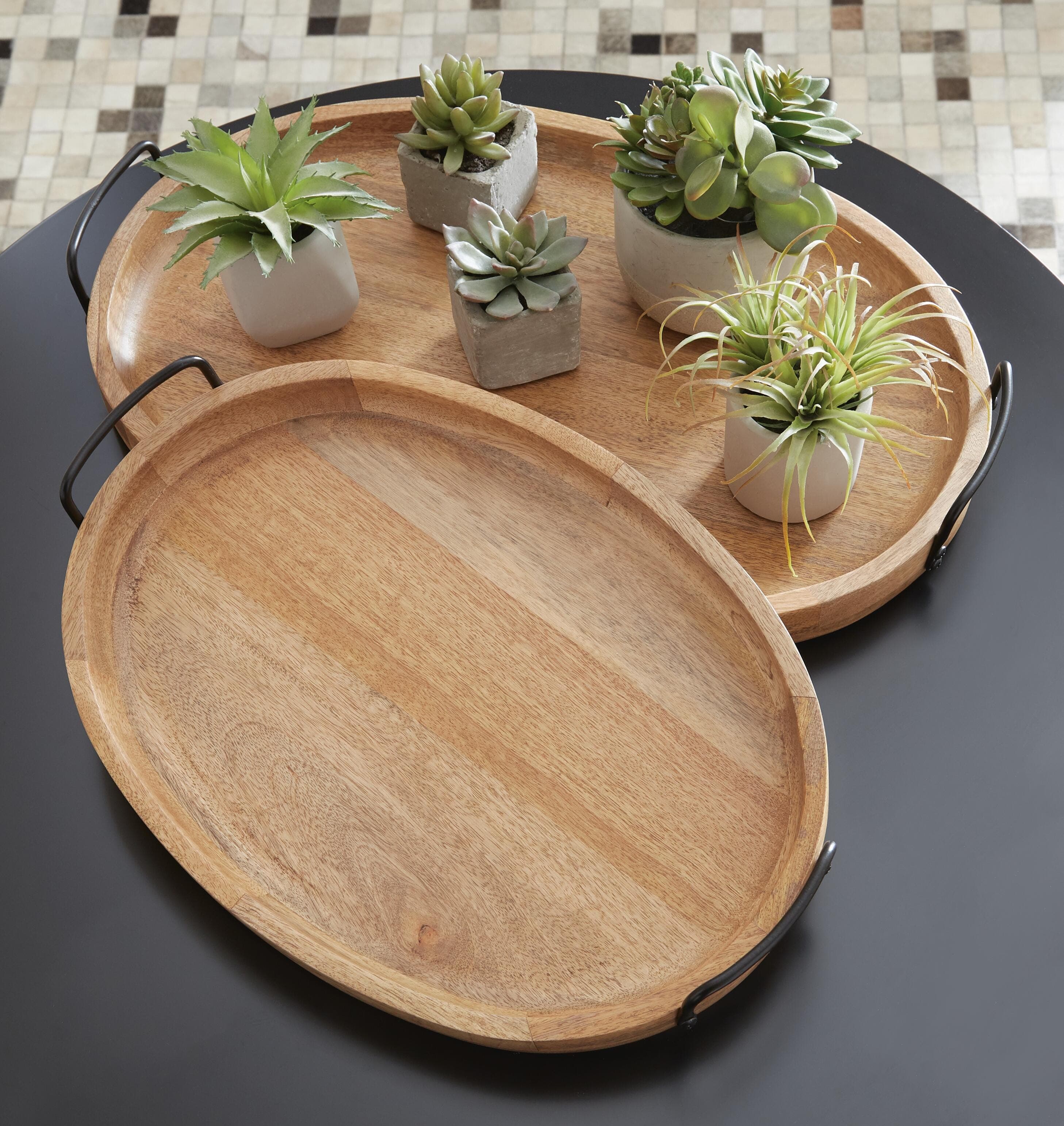 Jocelyne Tray (Set of 2) — Brown/Black — view 2