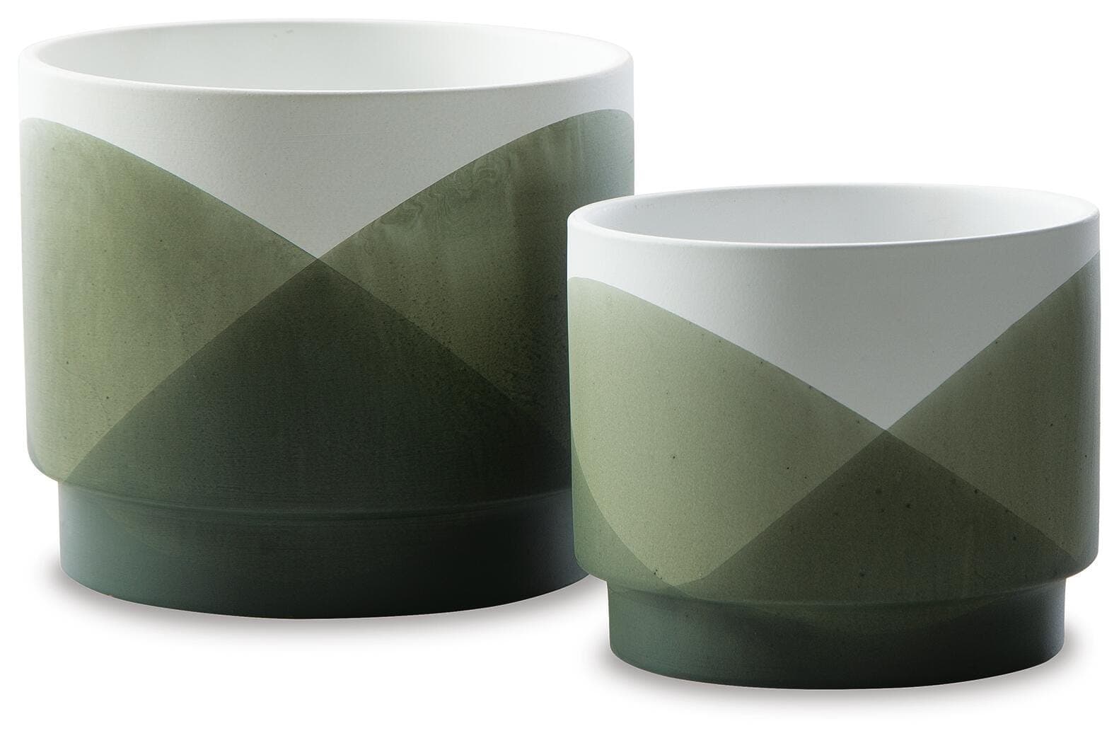 Ardenridge Planter (Set of 2) — White & Green — view 3