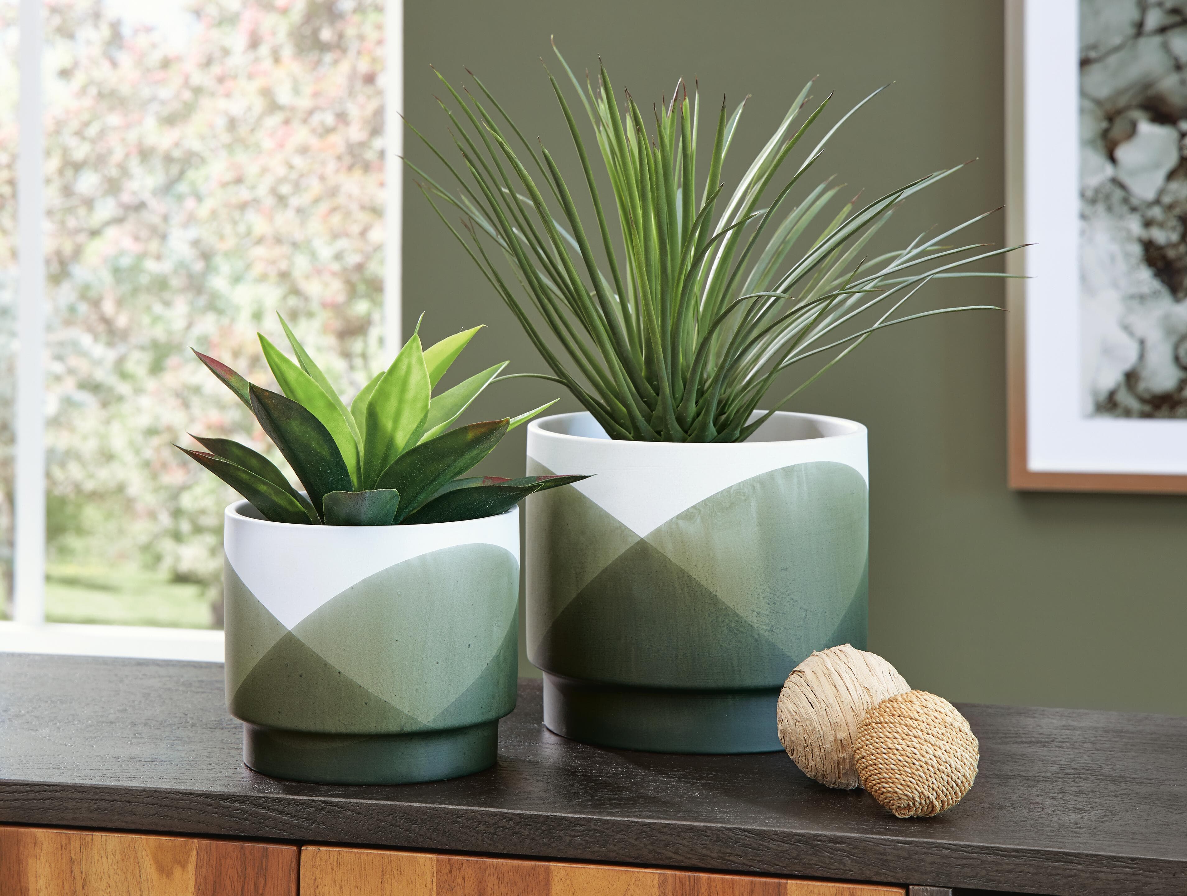 Ardenridge Planter (Set of 2) — White & Green — view 2