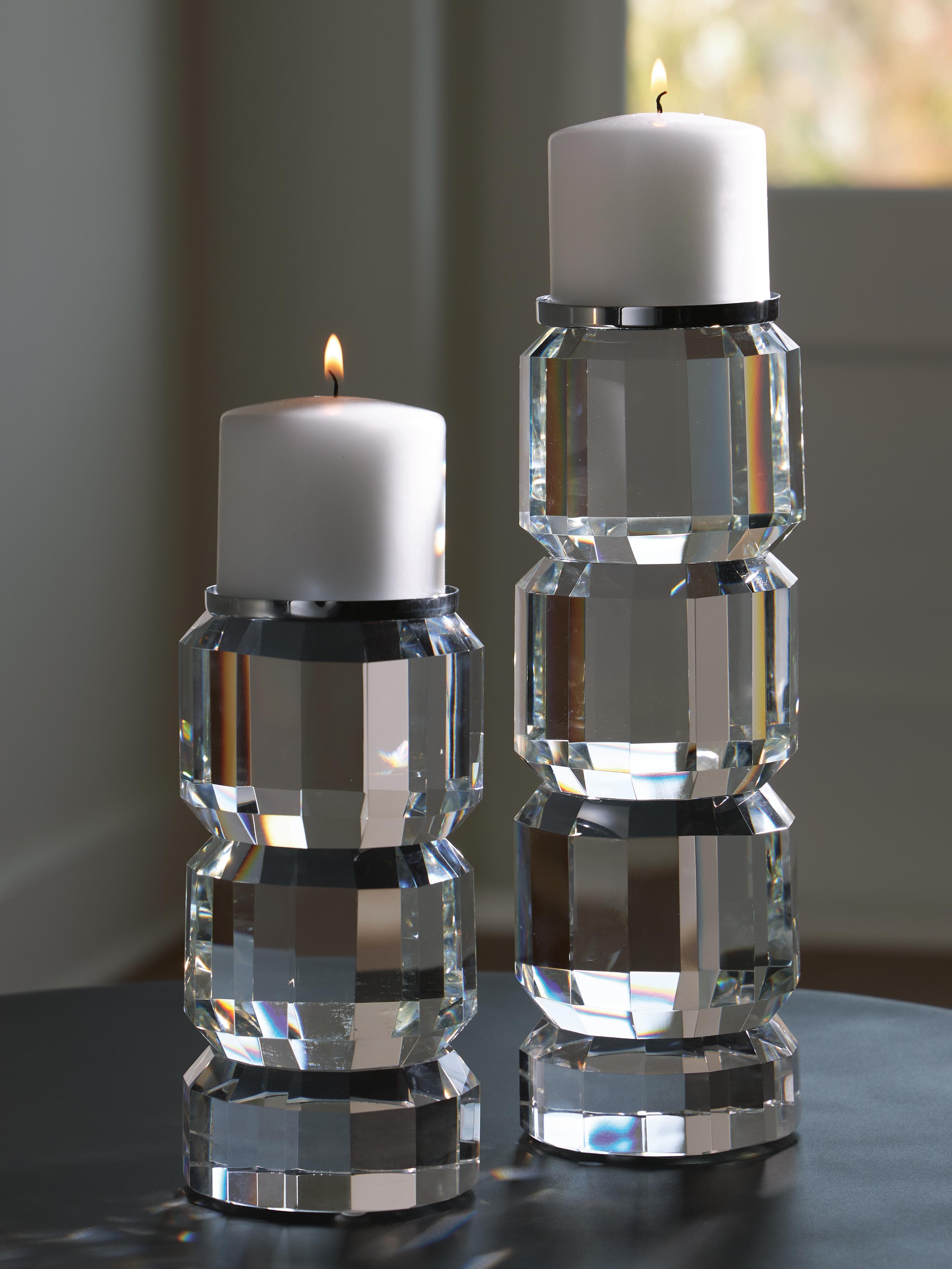 Brentley Candle Holder Set (Set of 2) — Transparent & Metallic — view 2