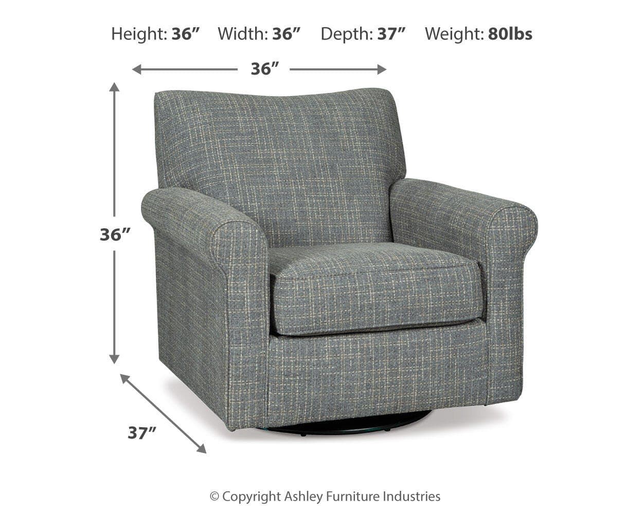 Renley Accent Chair — Black/Gray, Blue & Brown/Beige — view 4