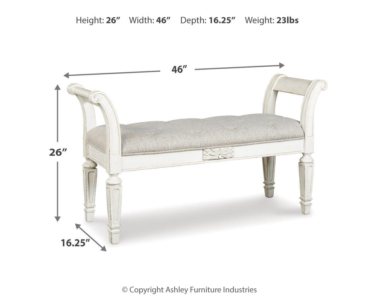Realyn Accent Bench — White — view 4