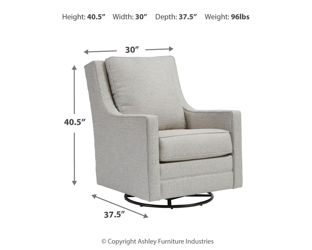 Kambria Swivel Glider Accent Chair — Blue & Brown/Beige — view 4