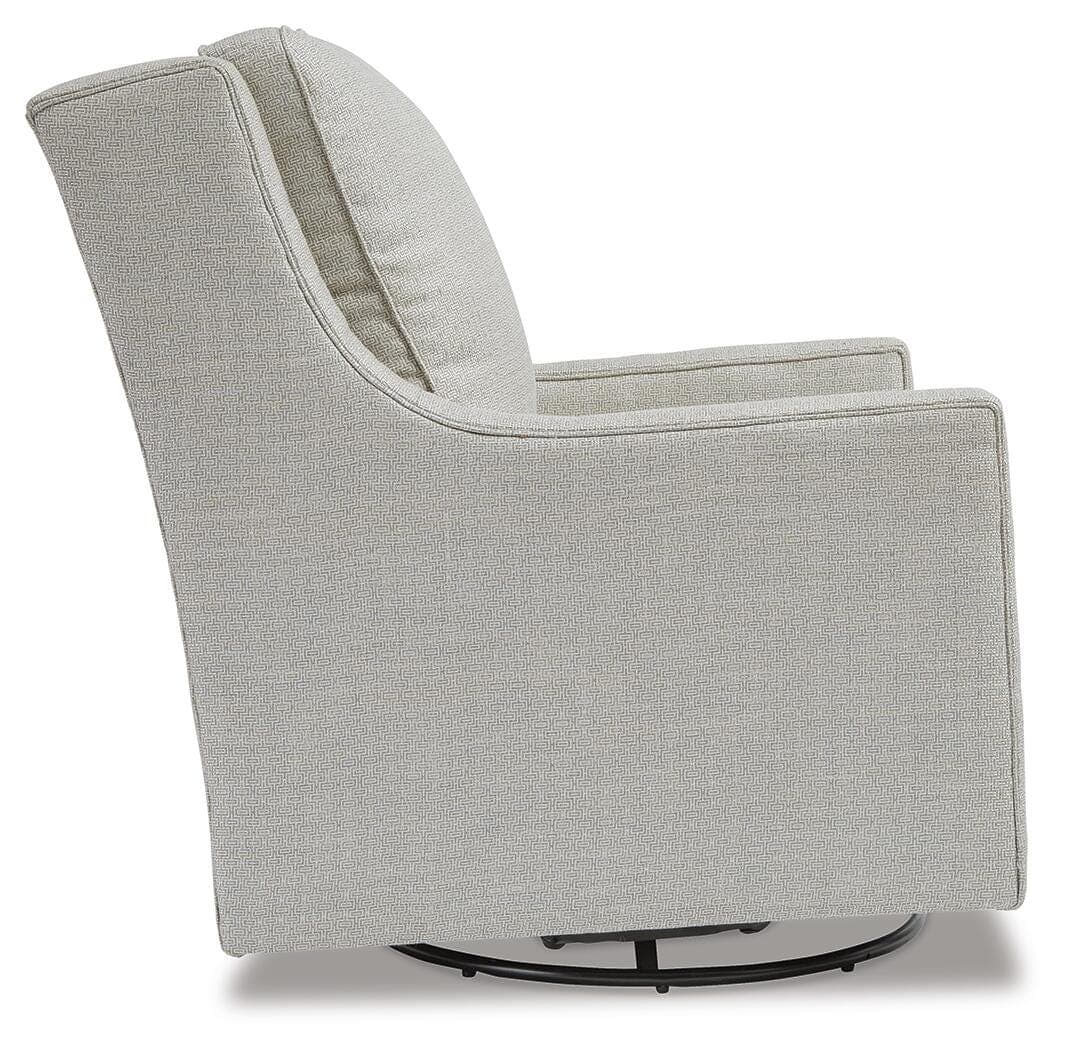 Kambria Swivel Glider Accent Chair — Blue & Brown/Beige — view 3
