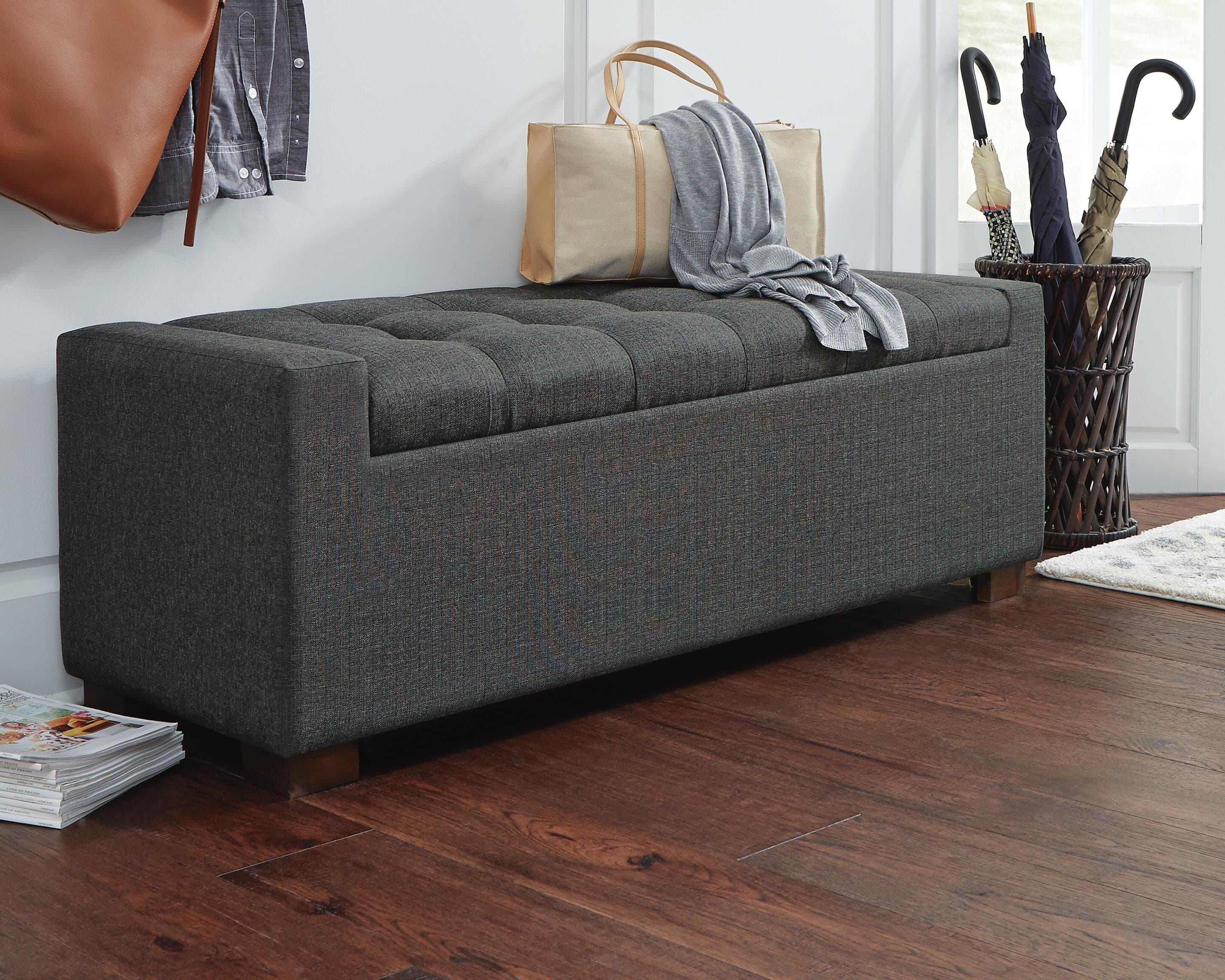 Cortwell Storage Bench — Black/Gray — view 2