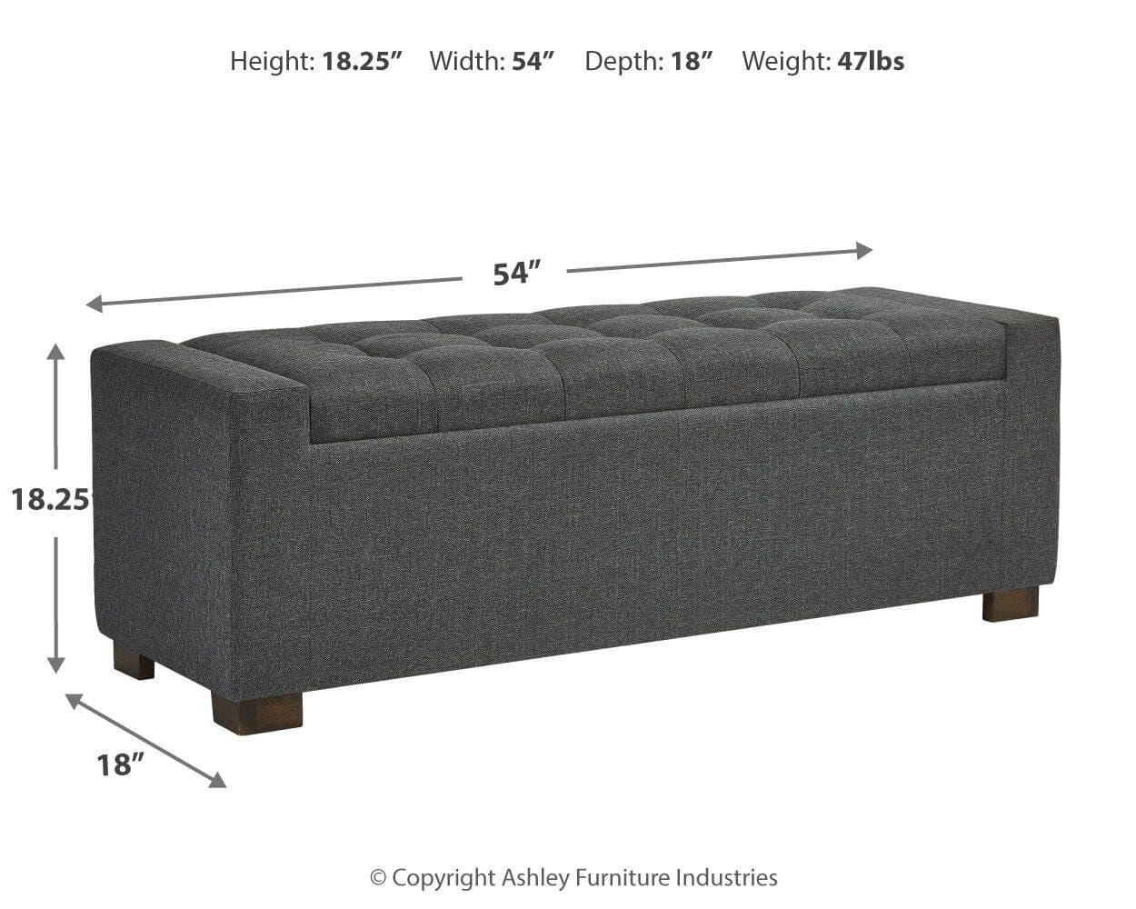 Cortwell Storage Bench — Black/Gray — view 4