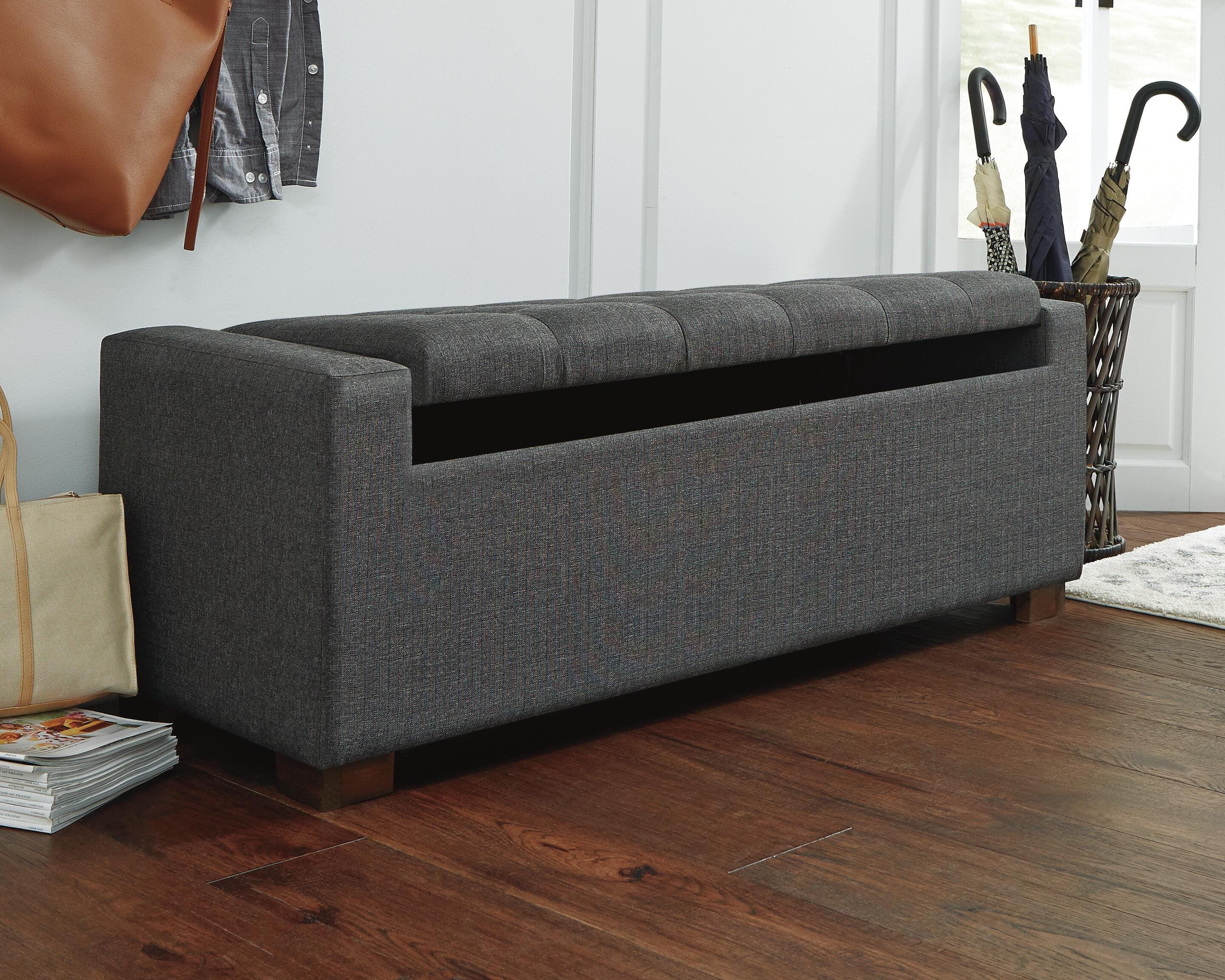 Cortwell Storage Bench — Black/Gray — view 7