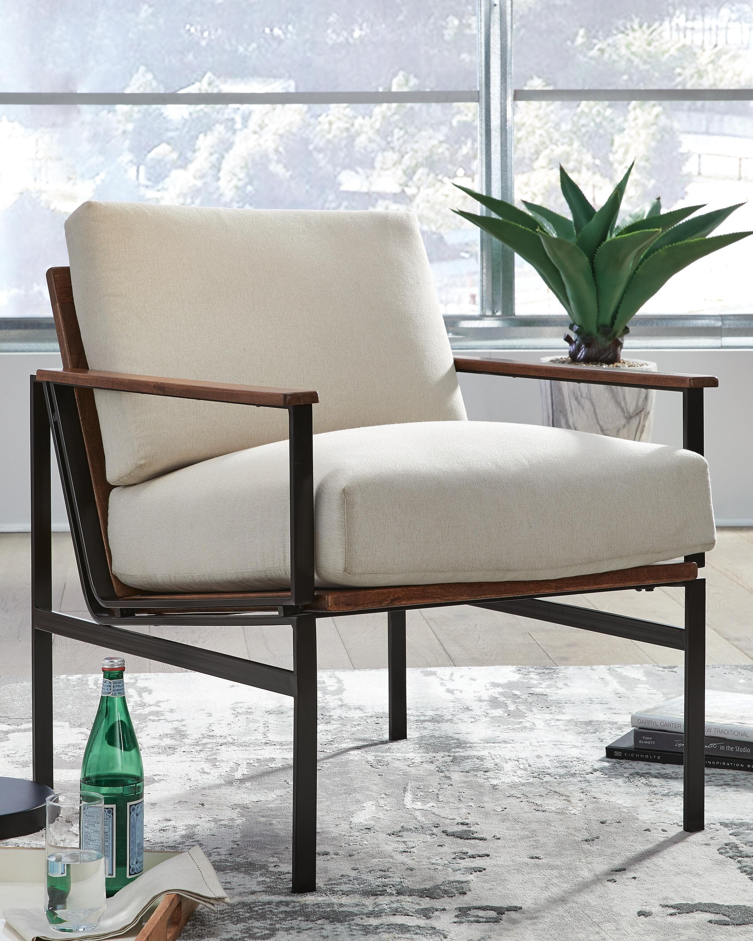 Tilden Accent Chair — White & Brown/Beige — view 2