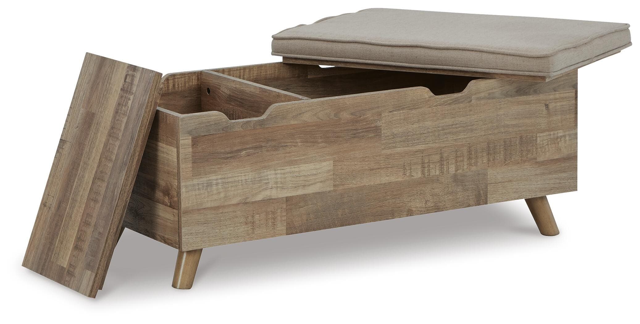 Gerdanet Storage Bench — Brown/Beige — view 3