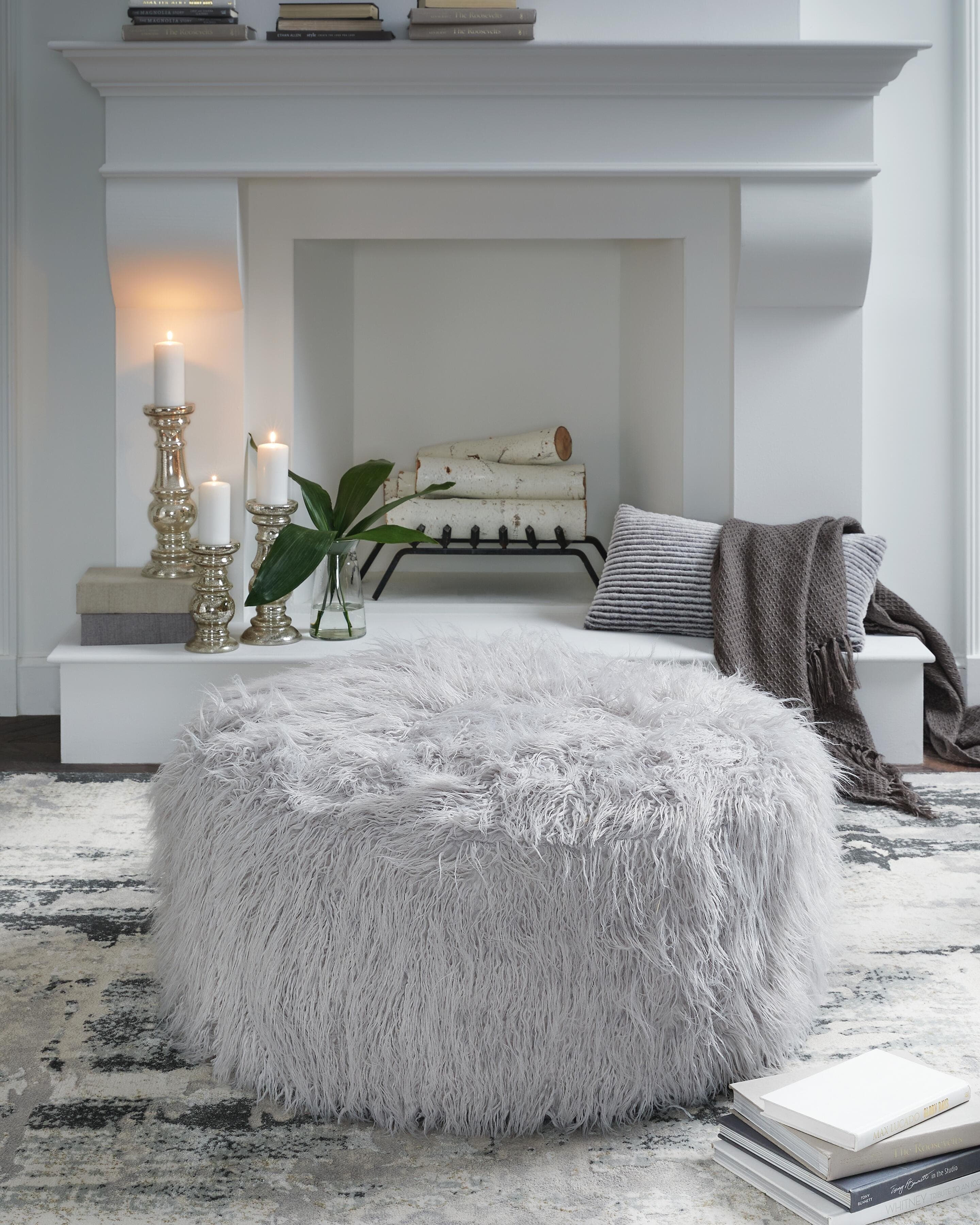 Galice Oversized Accent Ottoman — Black/Gray — view 2