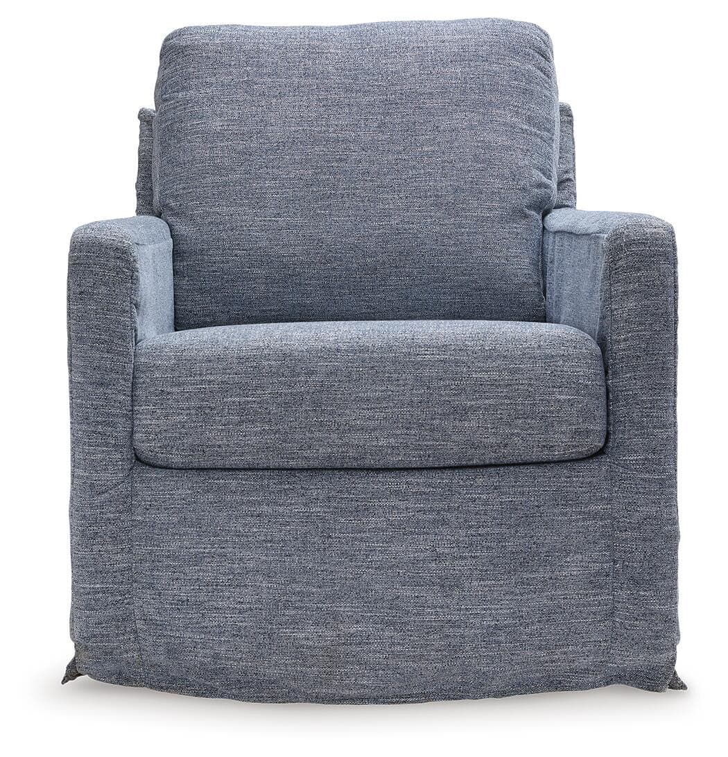 Nenana Next-Gen Nuvella Swivel Glider Accent Chair — Blue — view 3