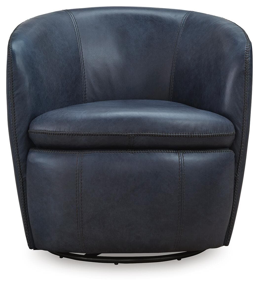 Kierreys Swivel Accent Chair — Blue — view 3