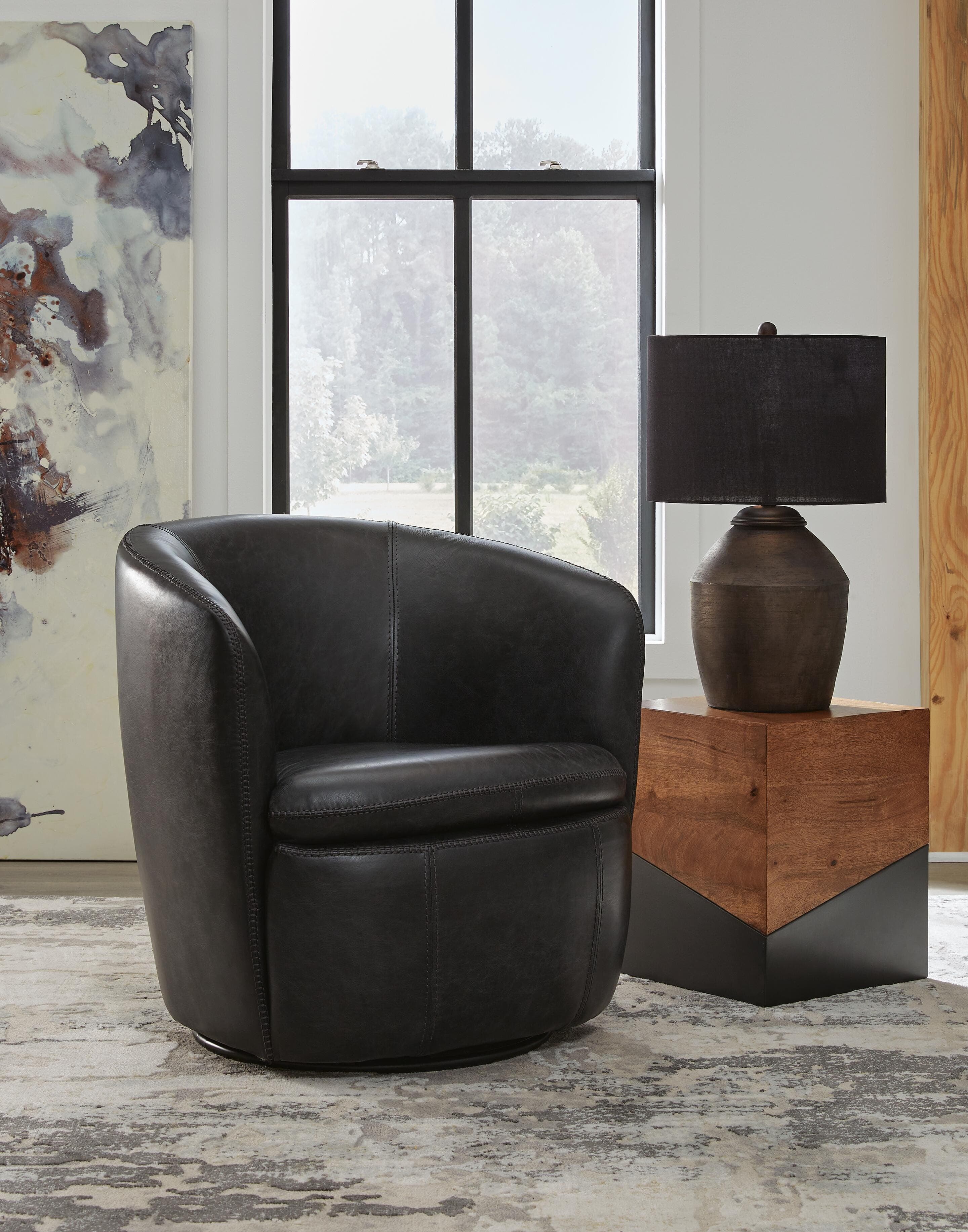 Kierreys Swivel Accent Chair — Black/Gray — view 2