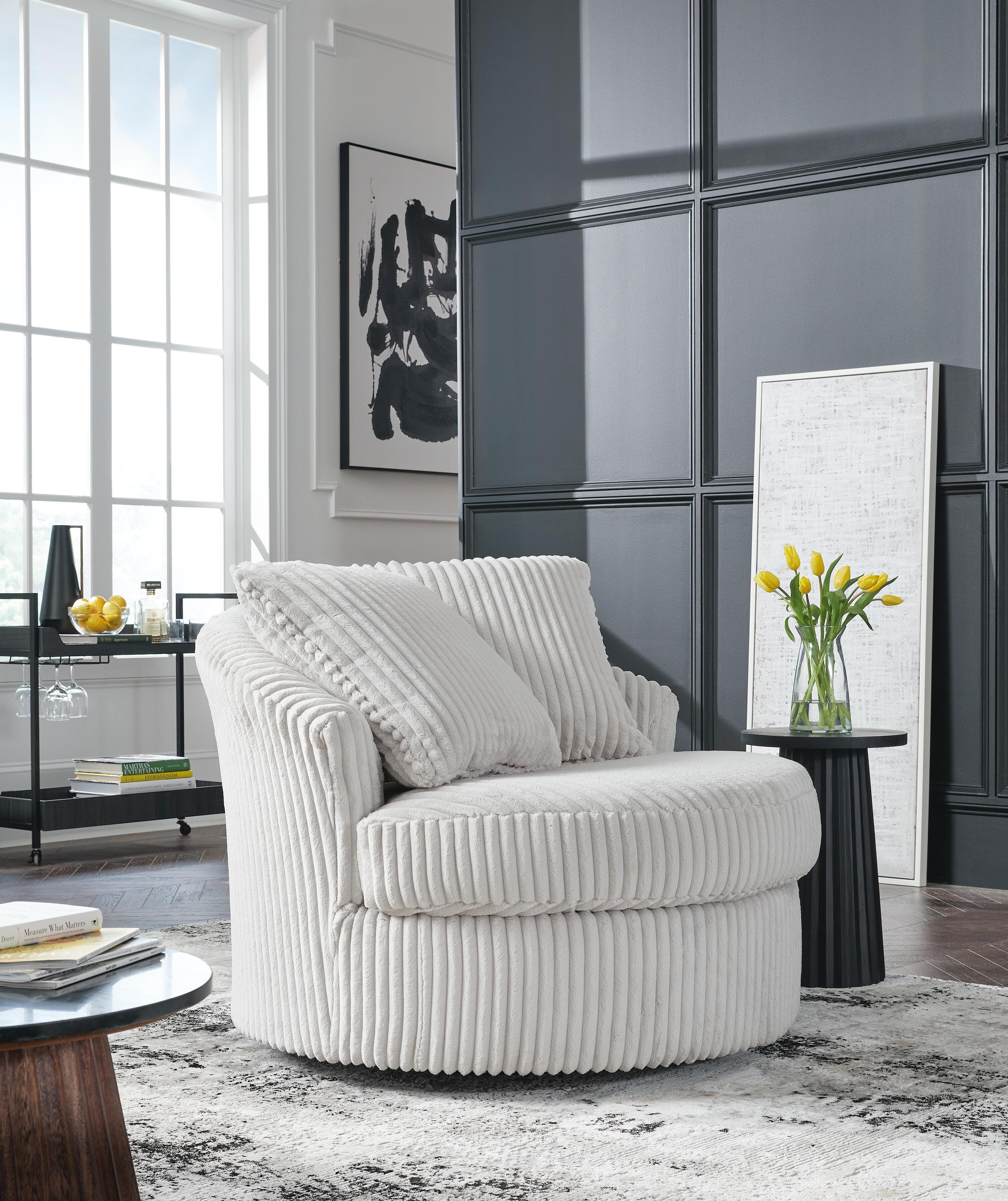 Gramwell Swivel Accent Chair — Alloy — view 2