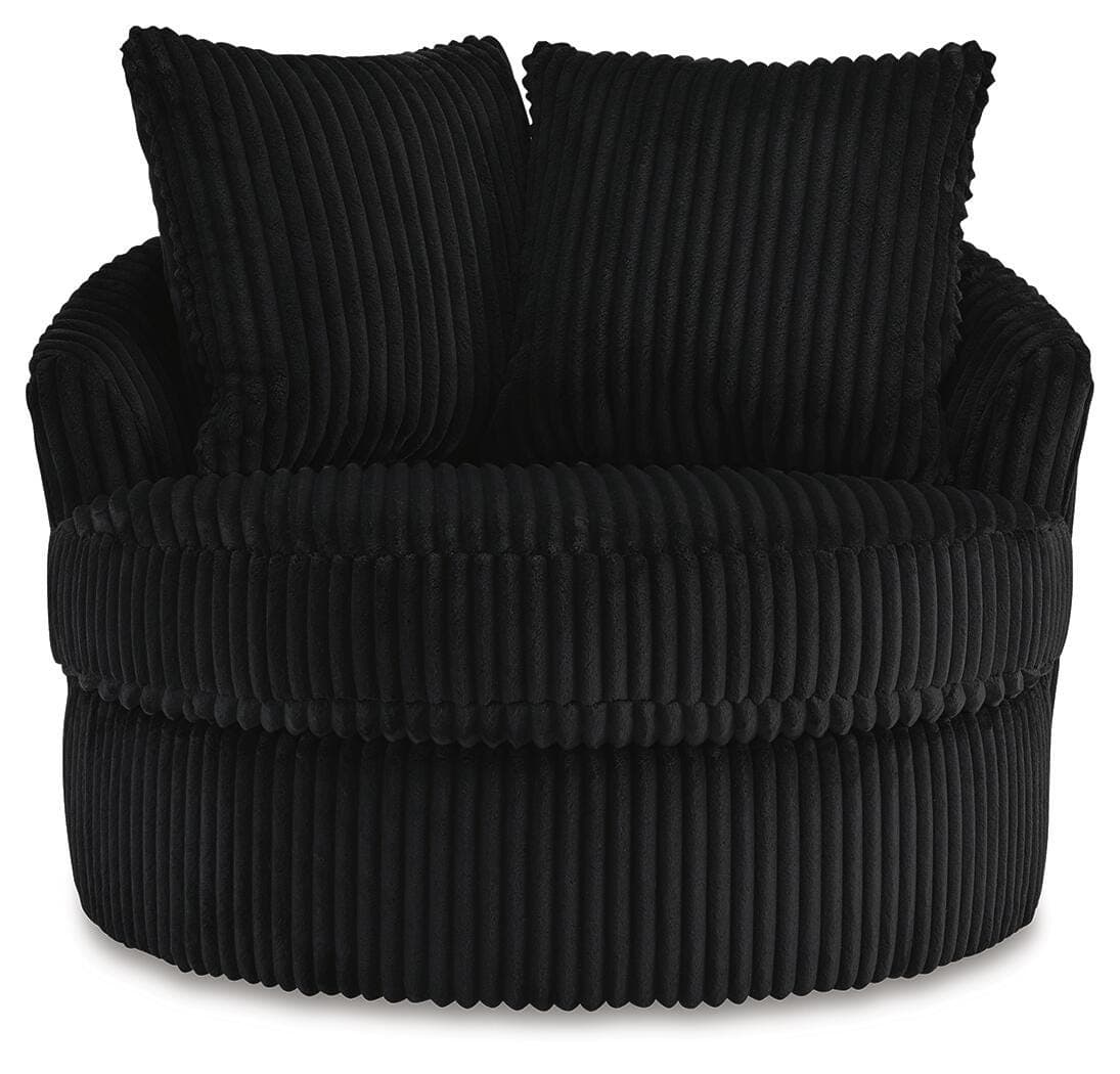 Gramwell Swivel Accent Chair — Black/Gray — view 3