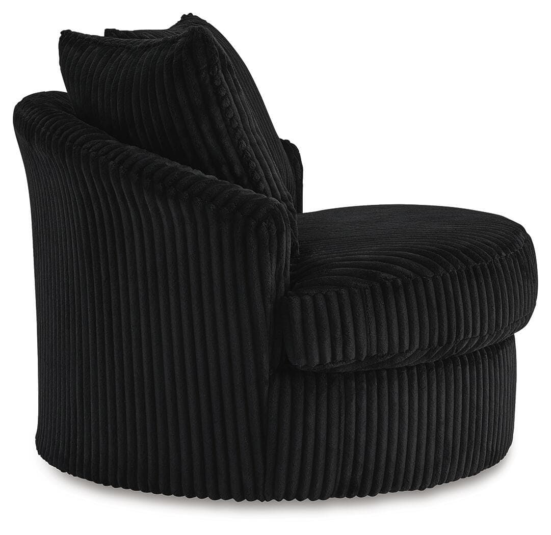 Gramwell Swivel Accent Chair — Black/Gray — view 4