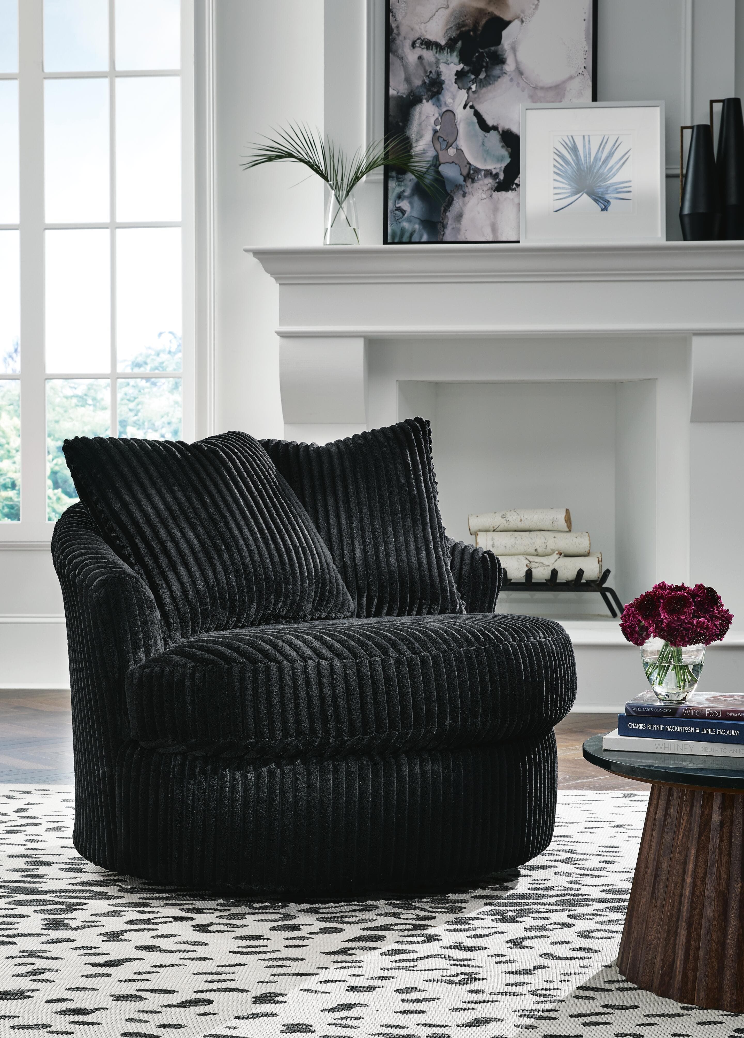 Gramwell Swivel Accent Chair — Black/Gray — view 2