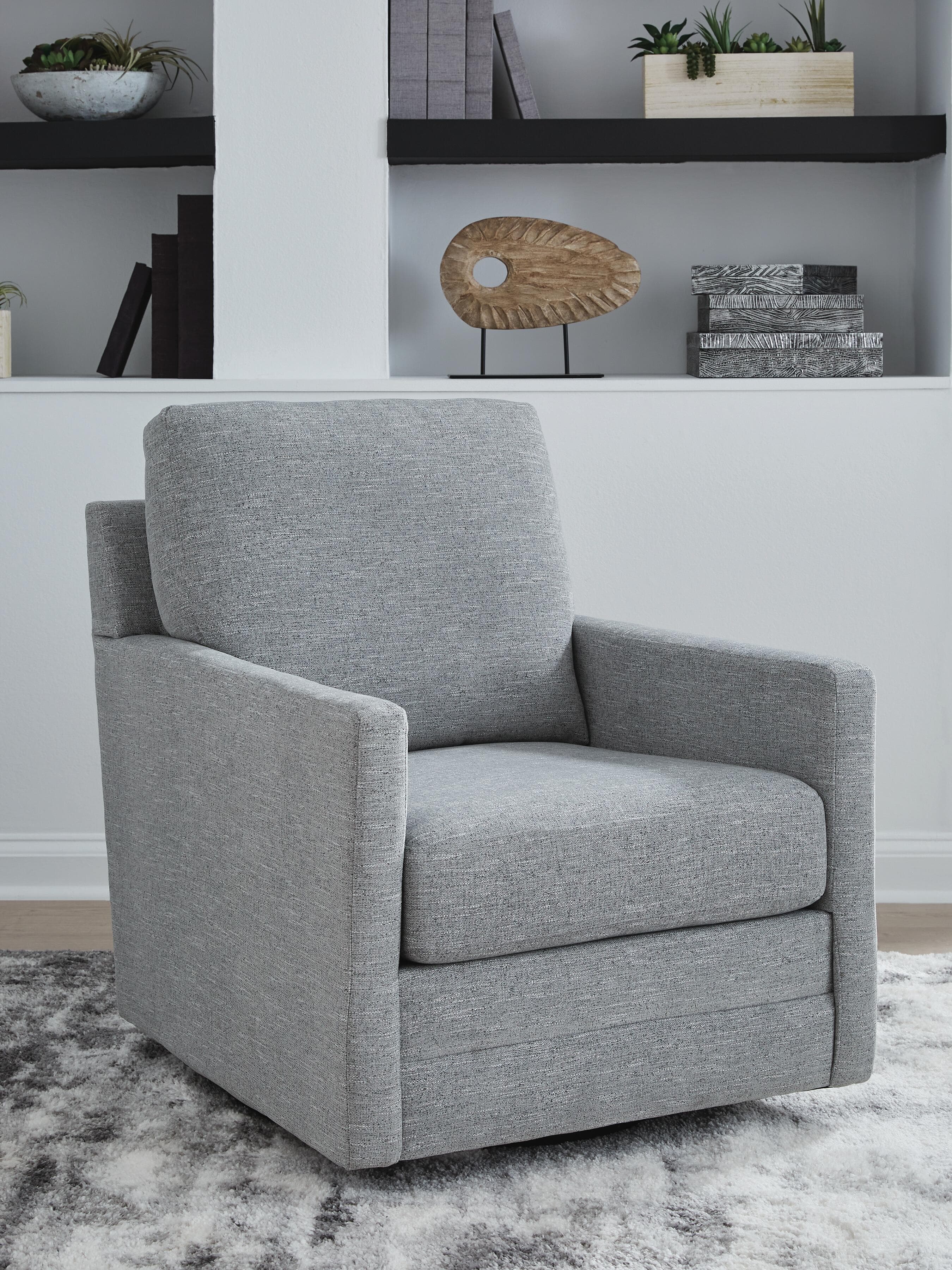 Freybourne Next-Gen Nuvella Swivel Accent Chair — Black/Gray — view 2