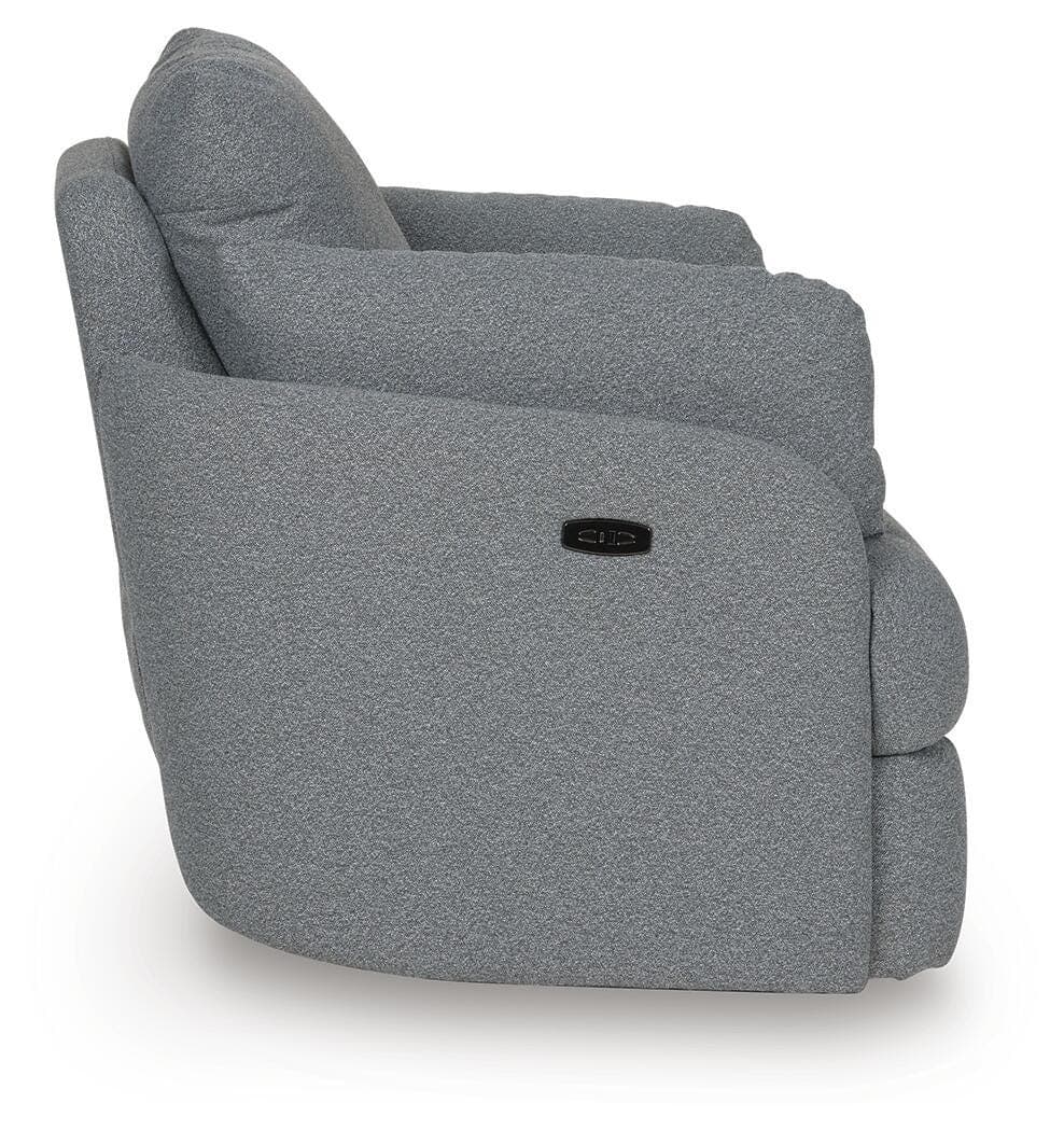 Alainmont Next-Gen Nuvella Swivel Power Recliner — Black/Gray — view 7