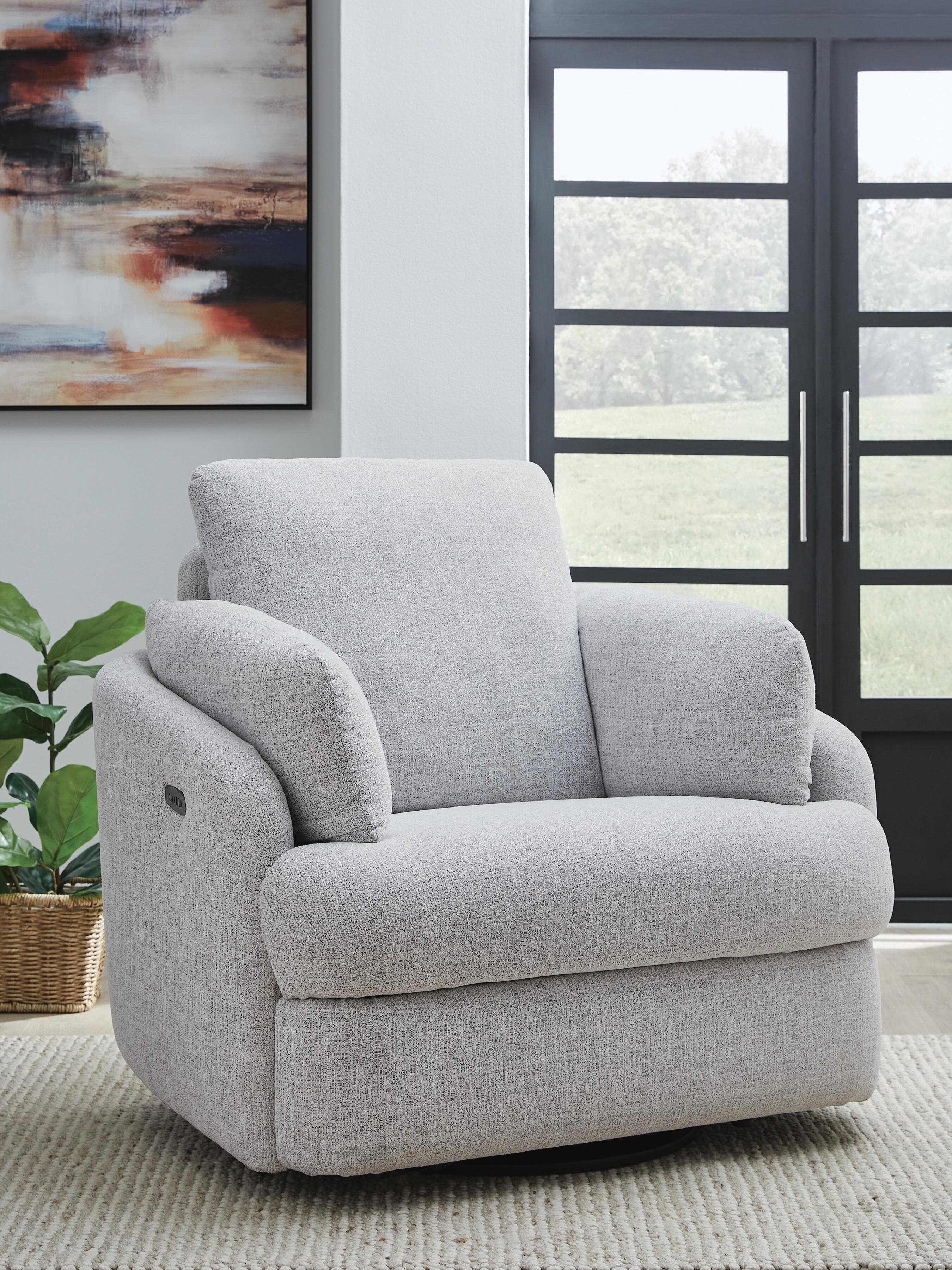 Alainmont Next-Gen Nuvella Swivel Power Recliner — White — view 2