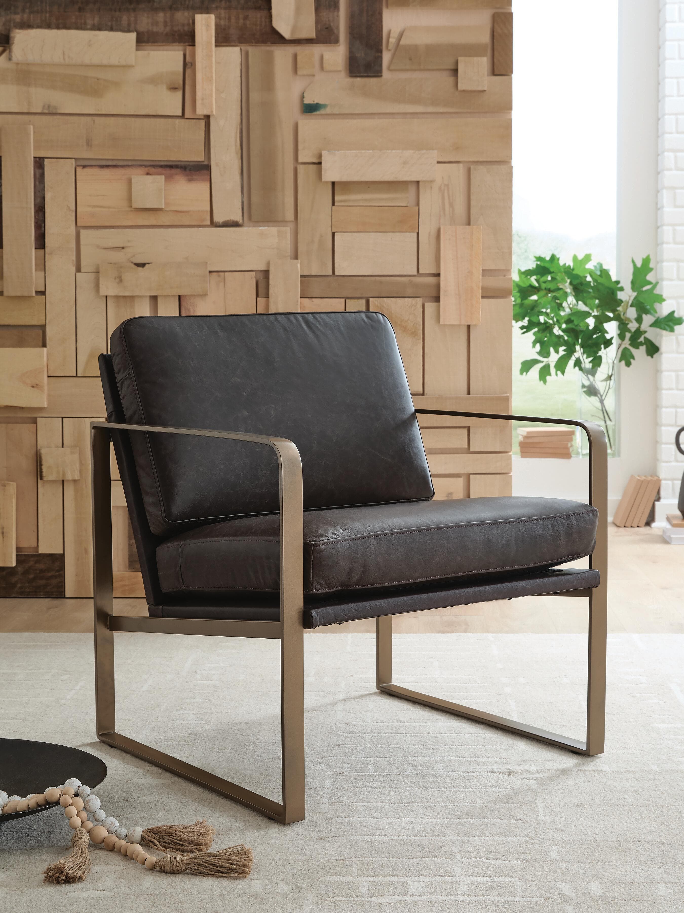 Bradett Accent Chair — Dark Brown/Gold Finish — view 2