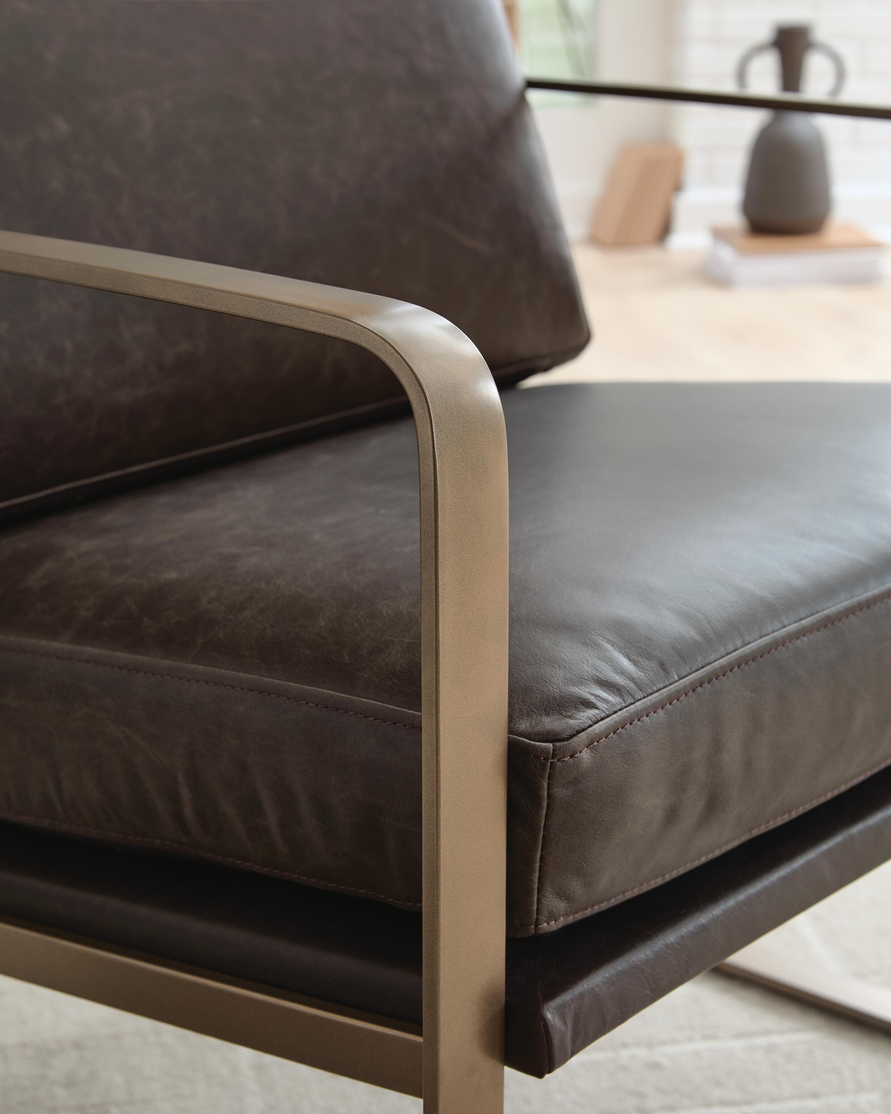 Bradett Accent Chair — Dark Brown/Gold Finish — view 7