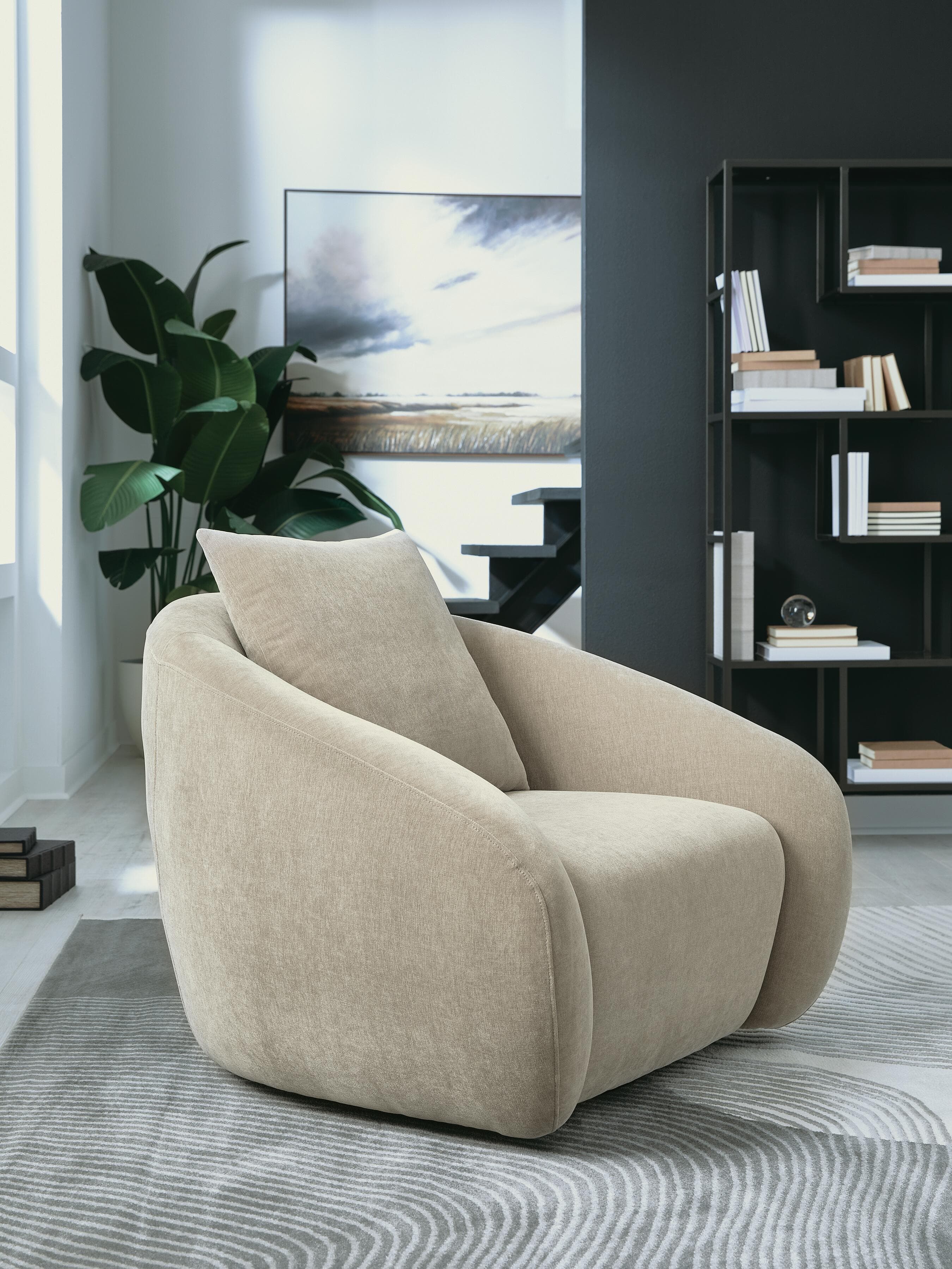 Yahya Swivel Accent Chair — Pebble — view 2