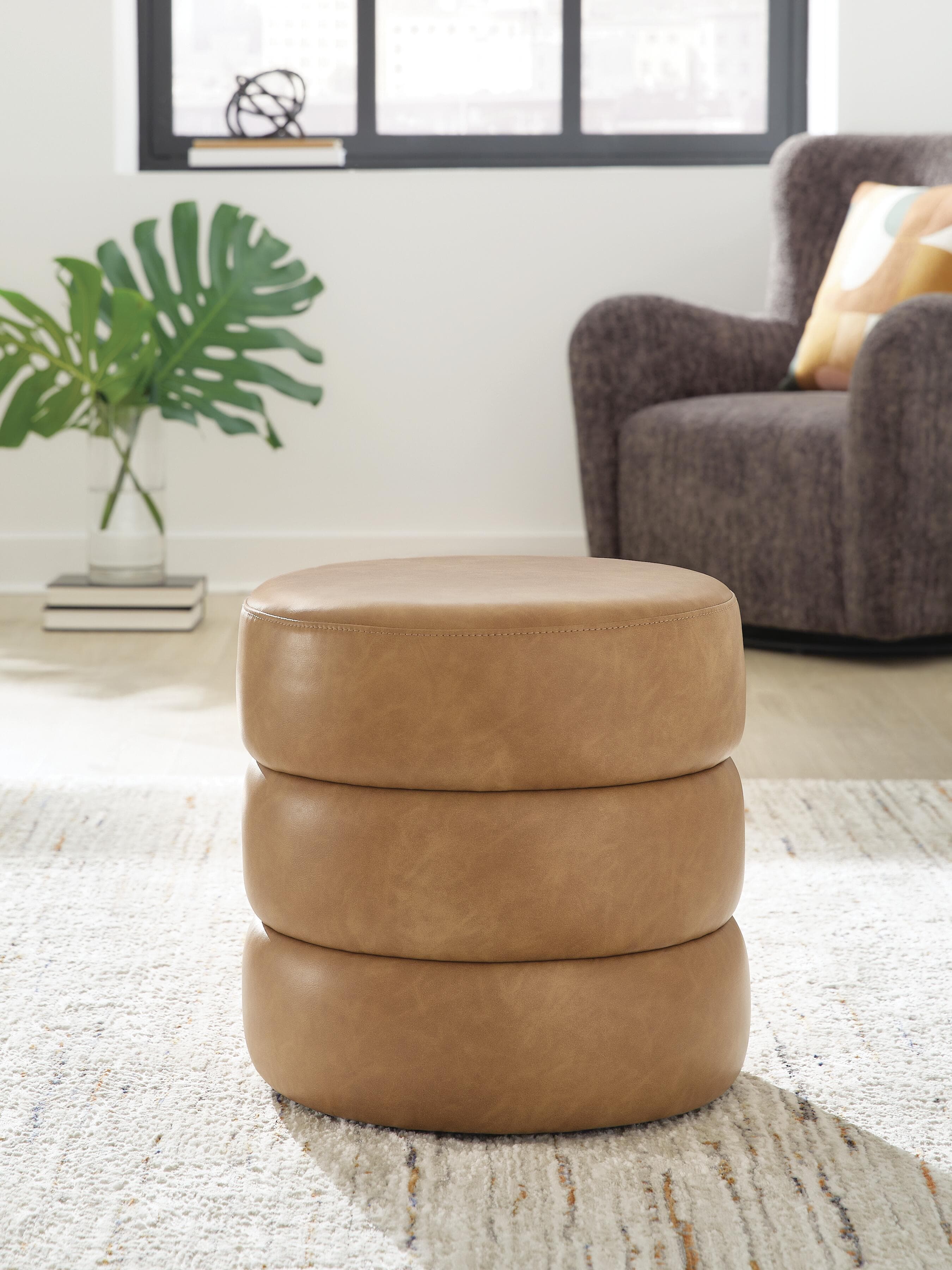 Ummi Swivel Accent Ottoman — Caramel — view 2