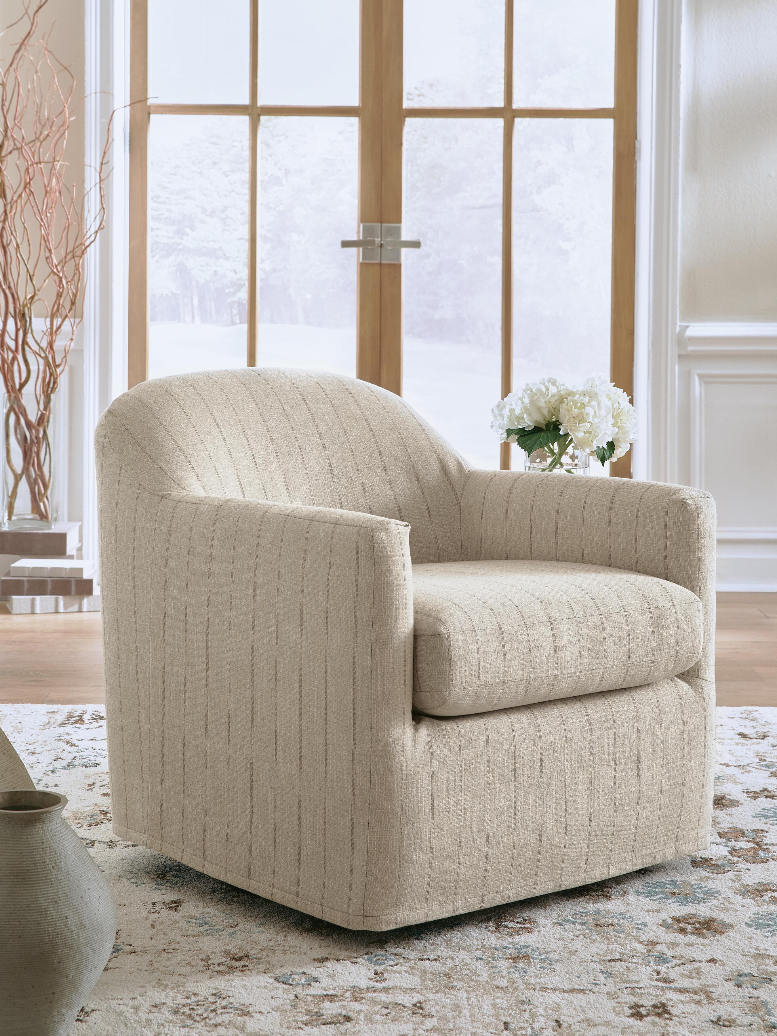 Valwick Swivel Accent Chair — Cream/Brown — view 2