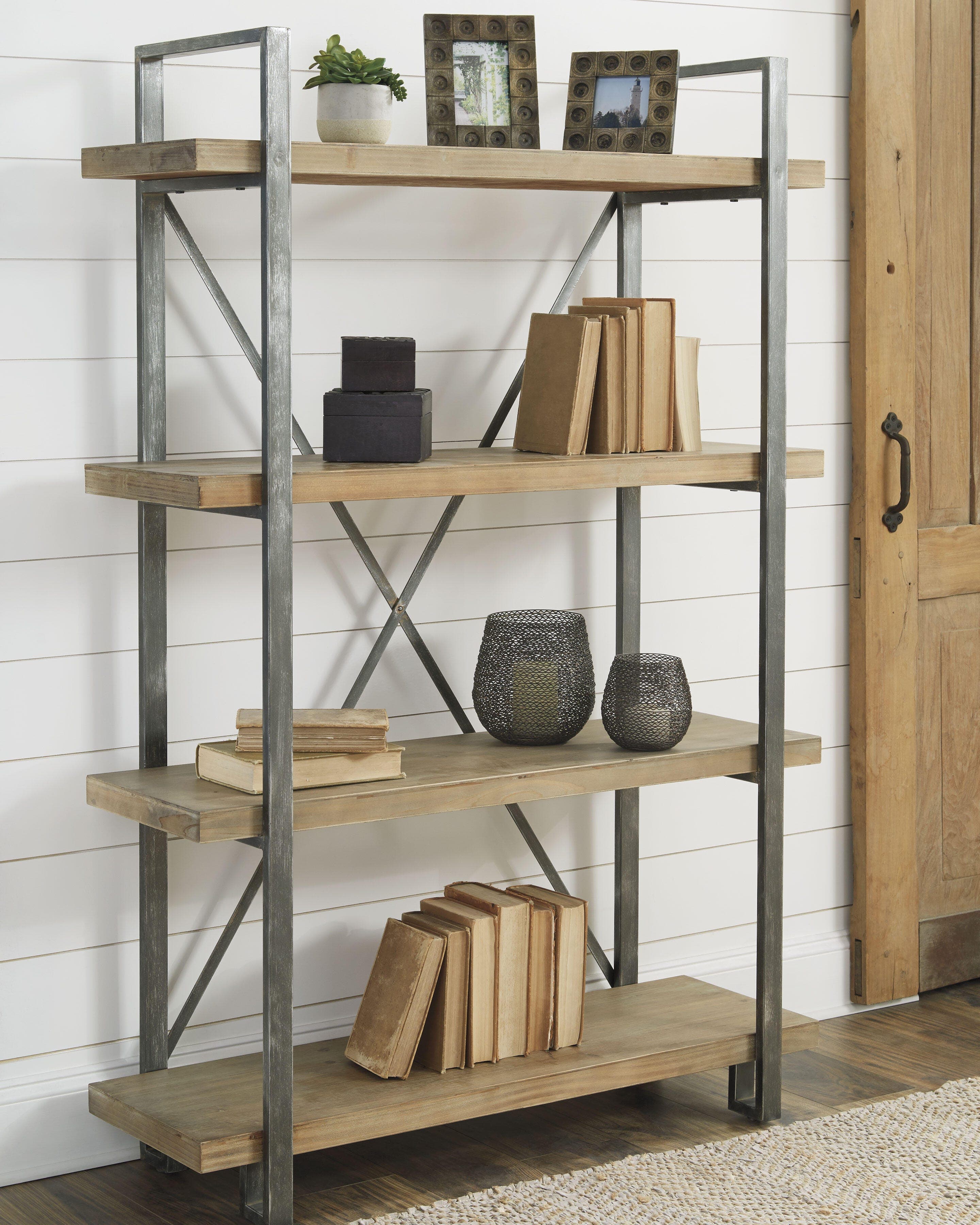 Forestmin Bookcase — Black/Gray & Brown/Beige — view 2