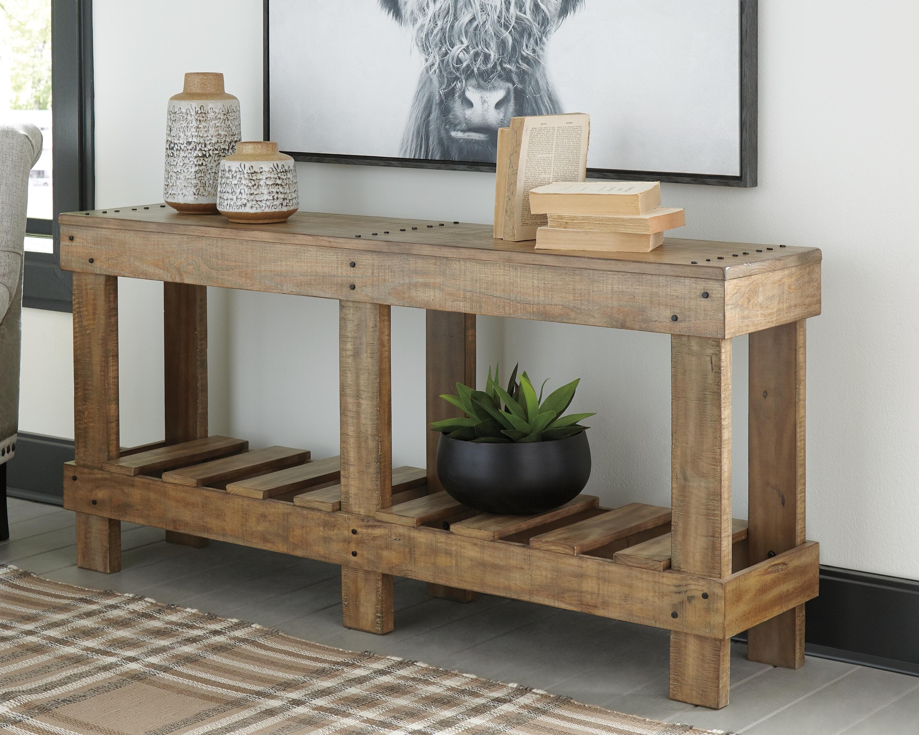 Susandeer Sofa/Console Table — Brown/Beige — view 2