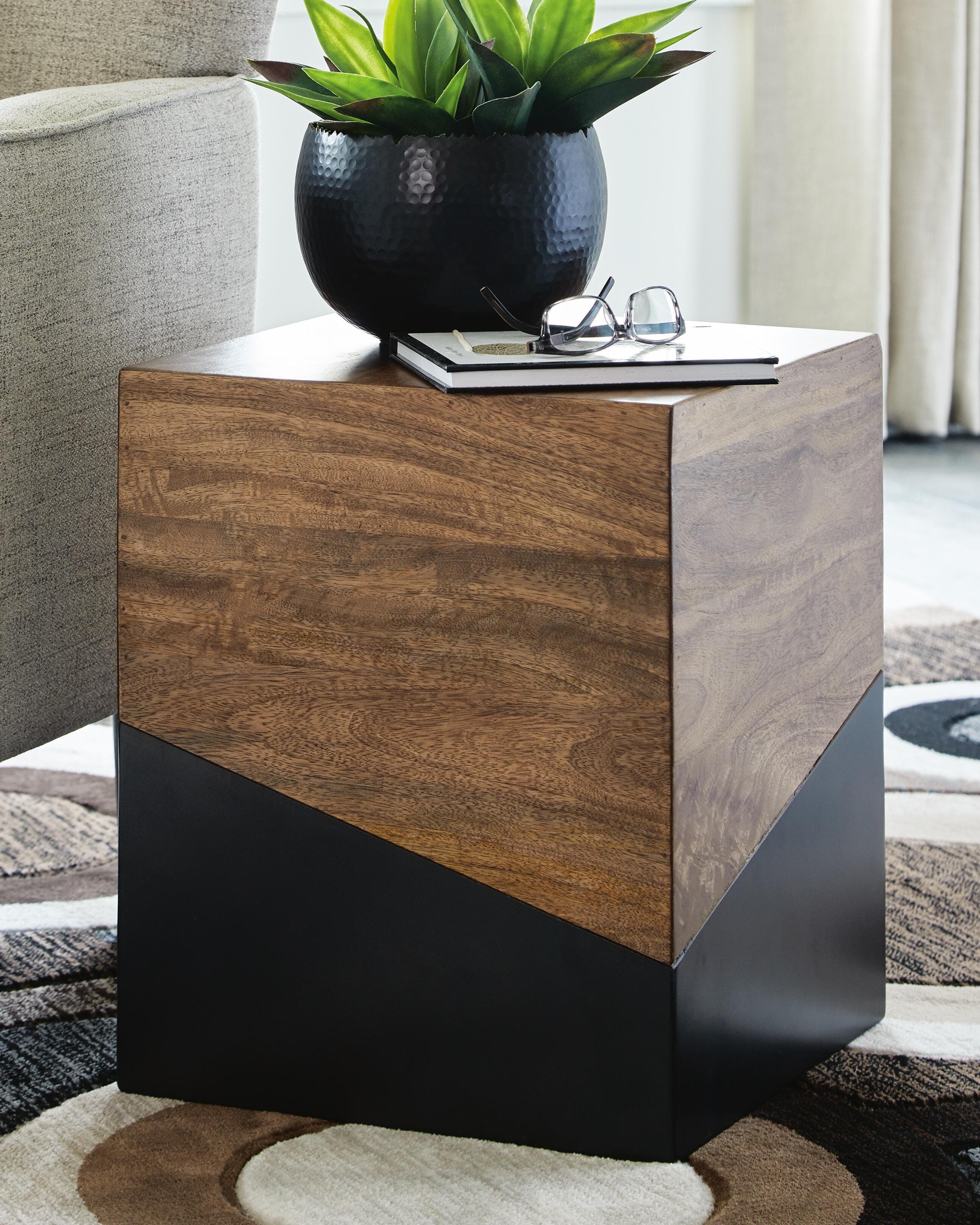 Trailbend Accent Table — Black/Gray & Brown/Beige — view 2