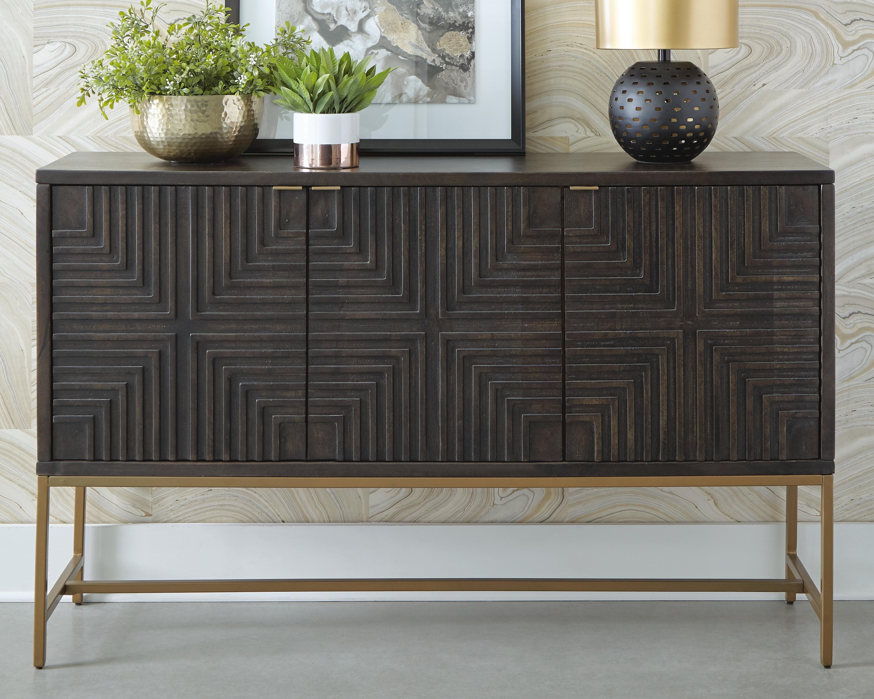 Elinmore Accent Cabinet — Metallic & Brown/Beige — view 2