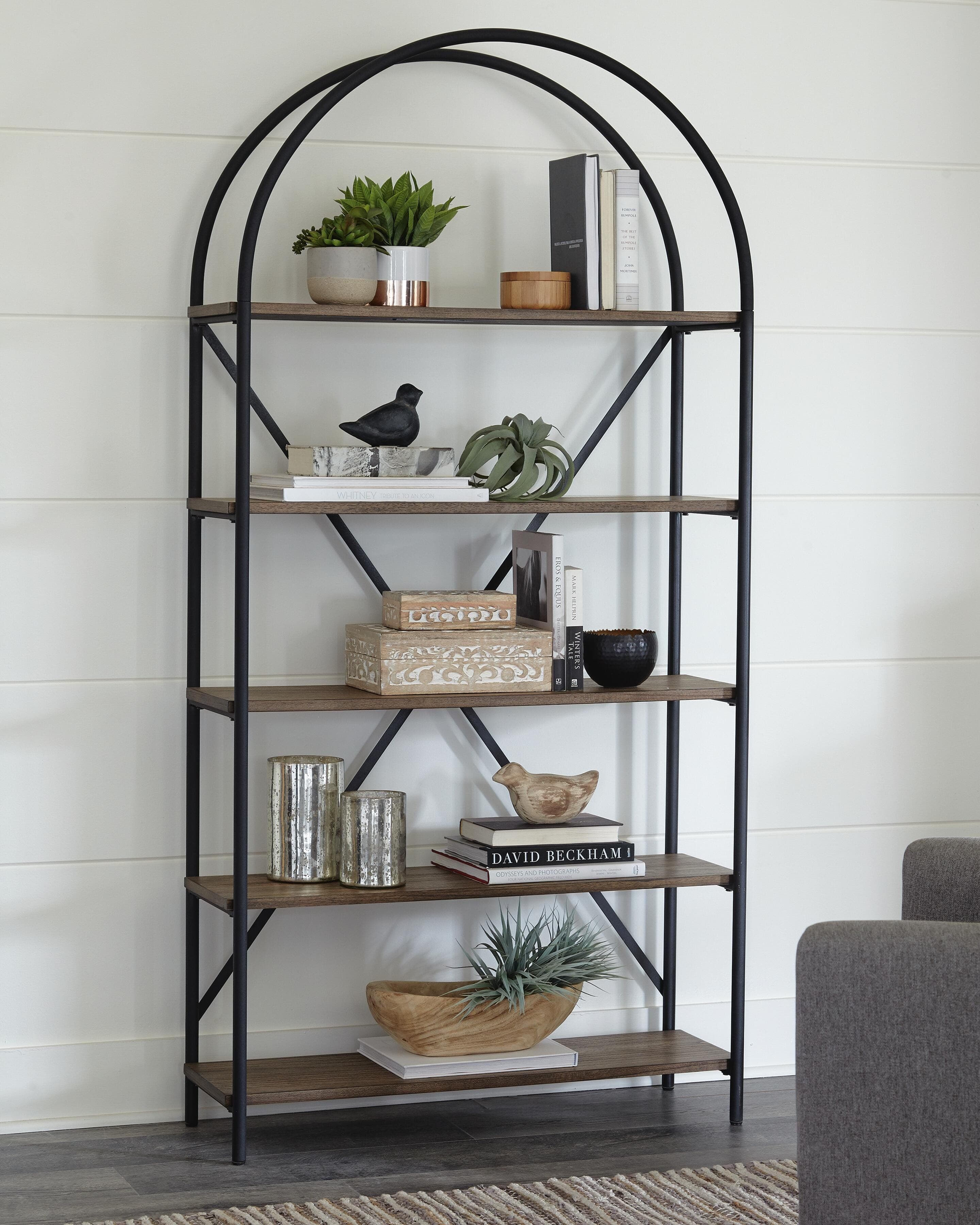 Galtbury Bookcase — Black/Gray & Brown/Beige — view 2