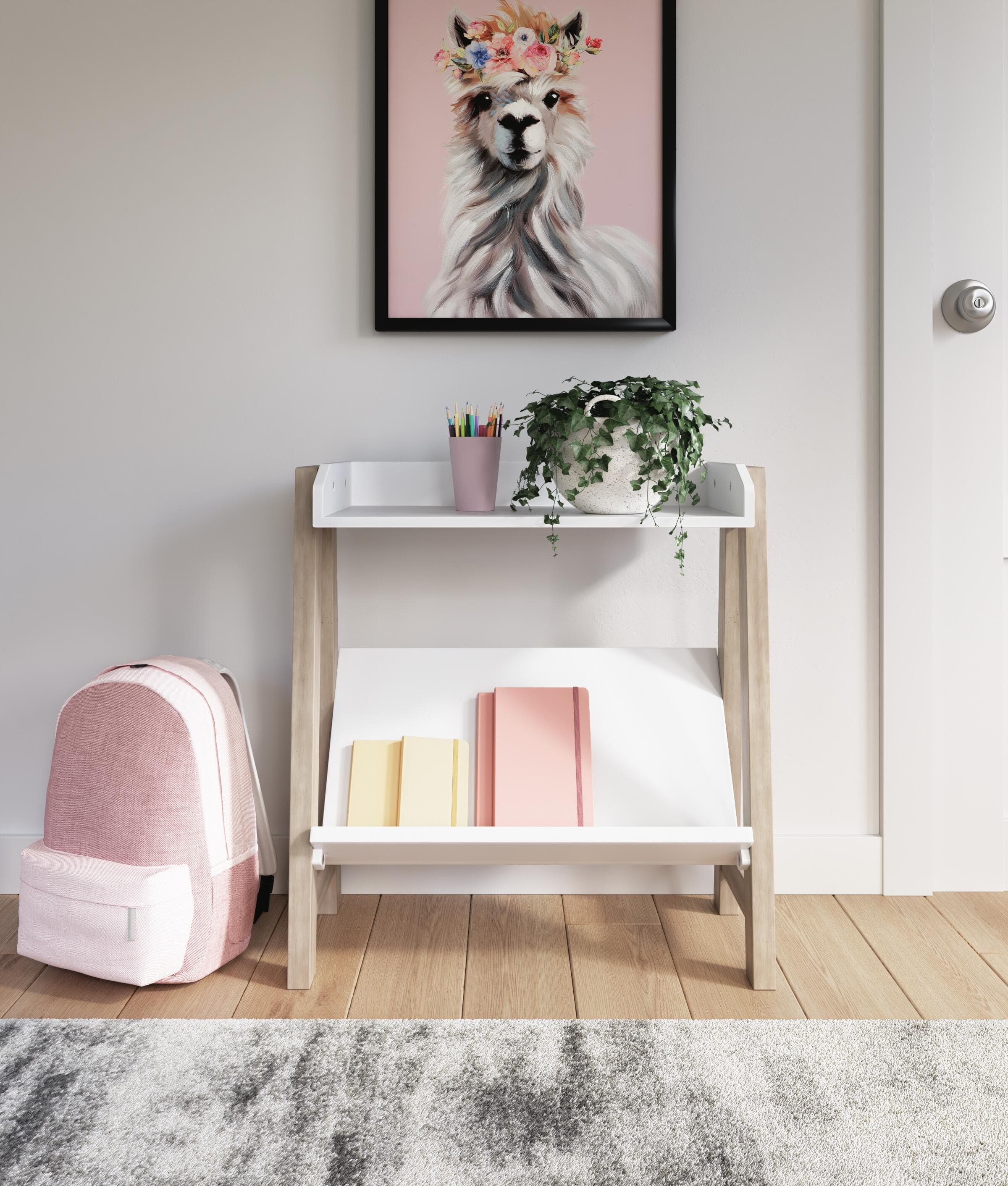 Blariden Small Bookcase — White & Brown/Beige — view 2