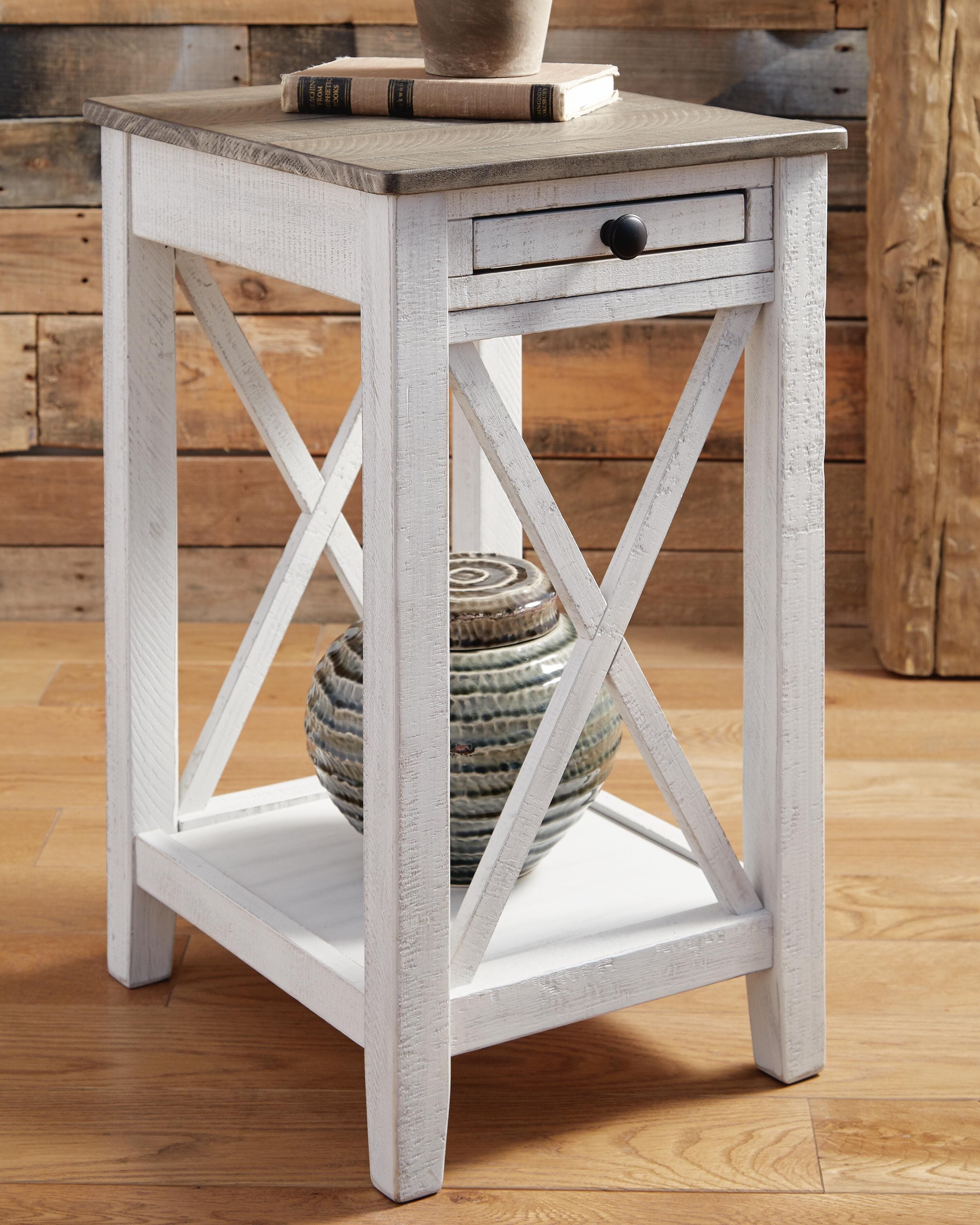 Adalane Accent Table — White & Brown/Beige — view 2