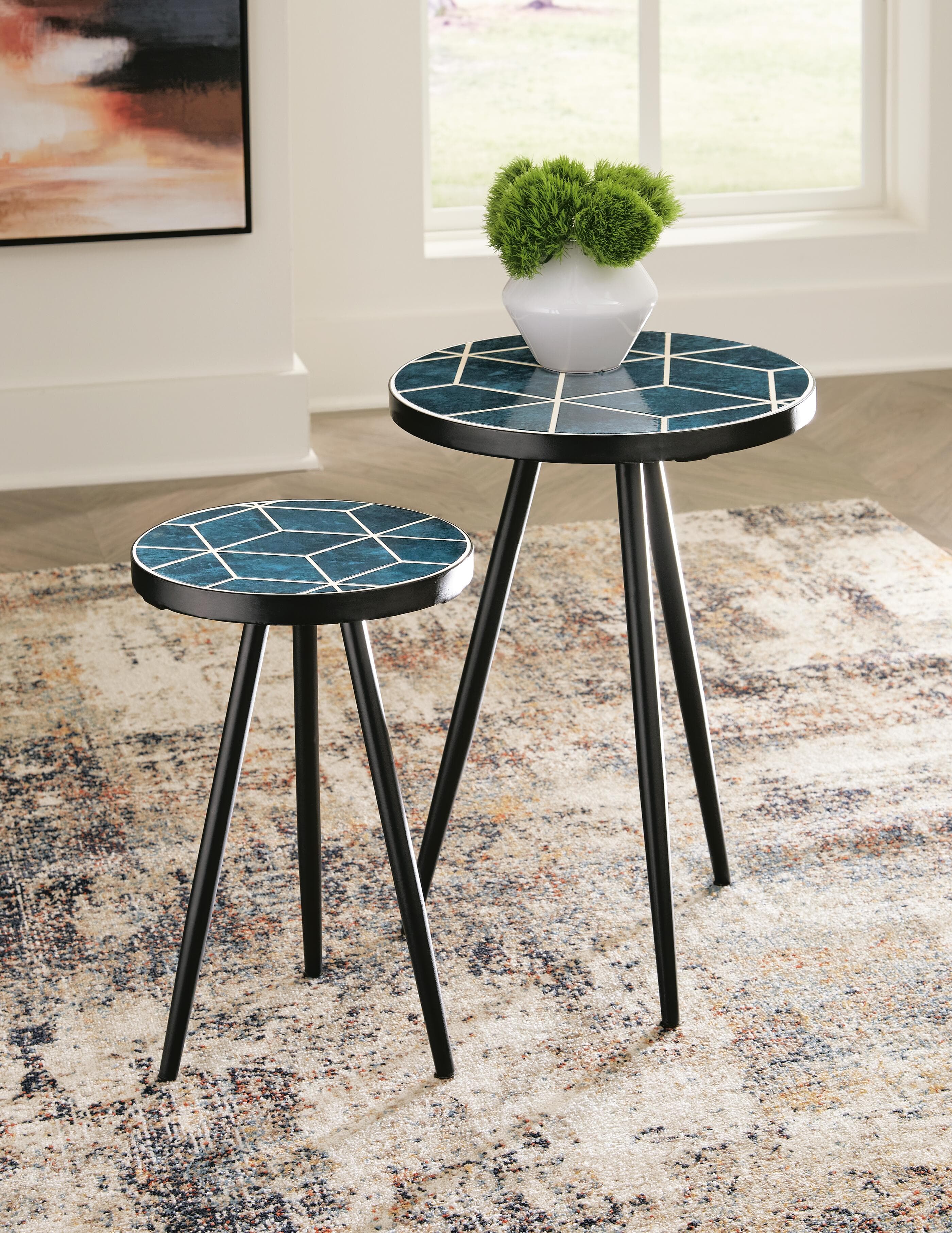 Clairbelle Accent Table (Set of 2) — Black/Gray & Green — view 2