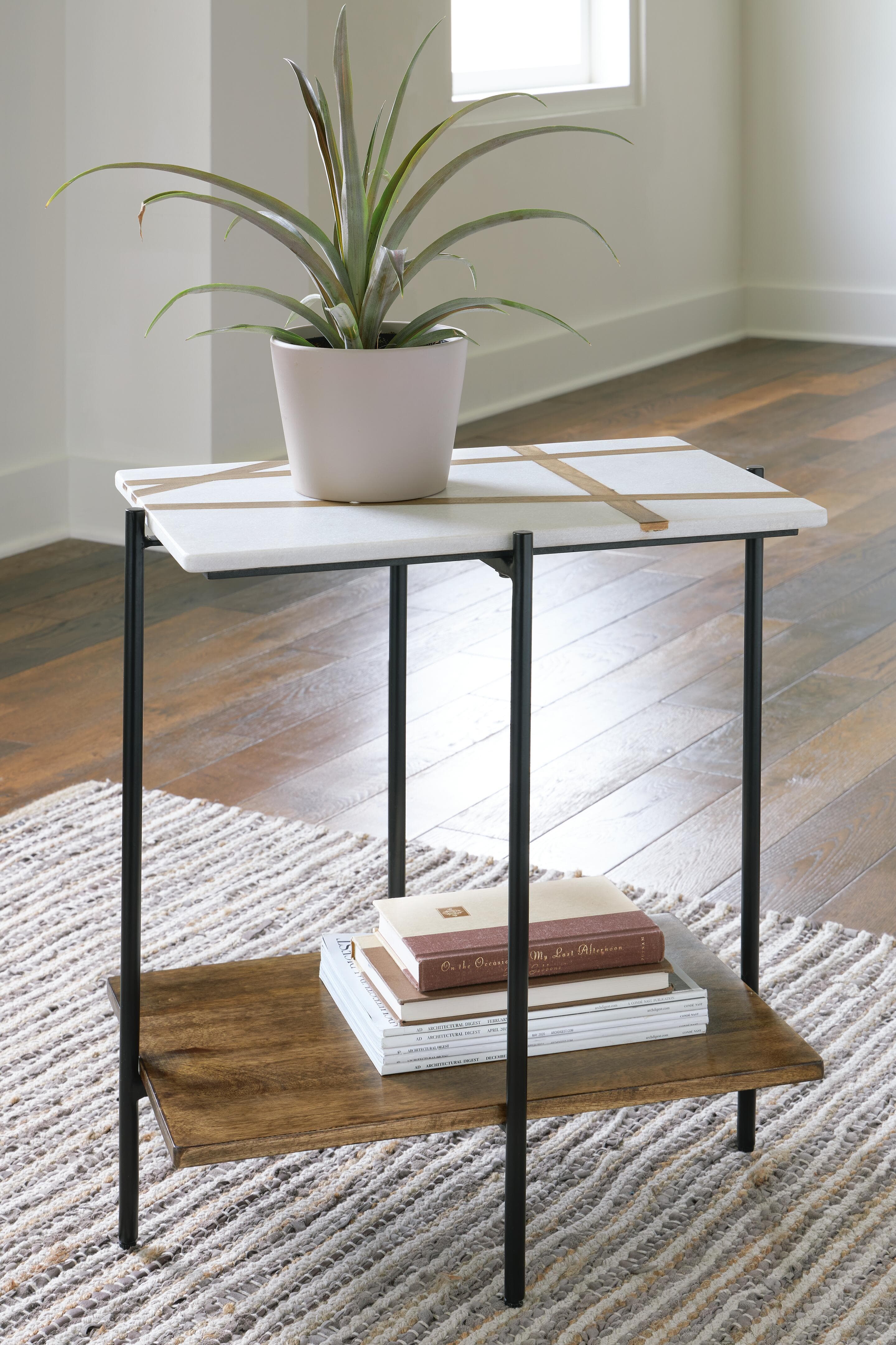 Braxmore Accent Table — White & Brown/Beige — view 2