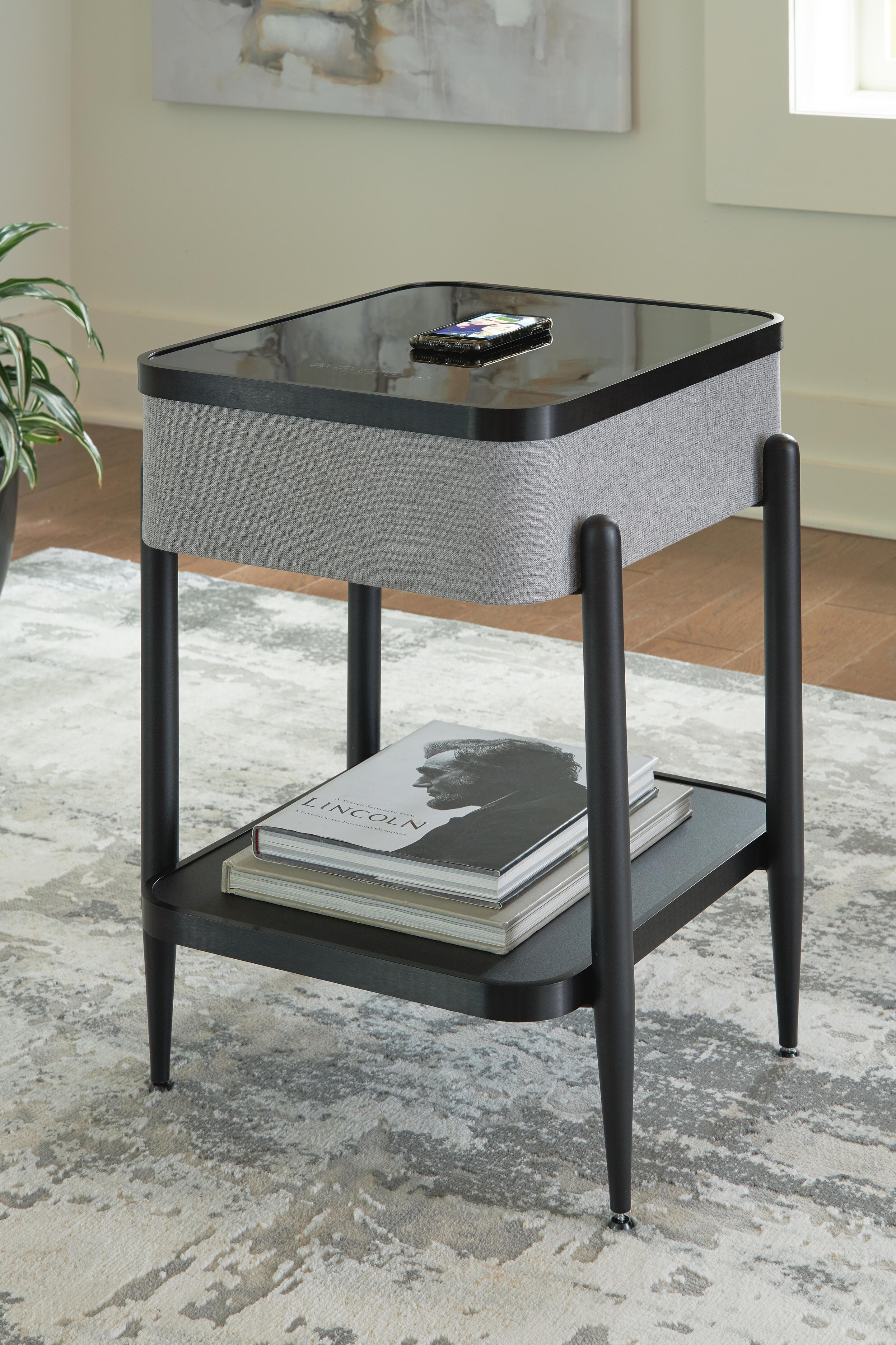 Jorvalee Accent Table with Speaker — Black/Gray — view 2