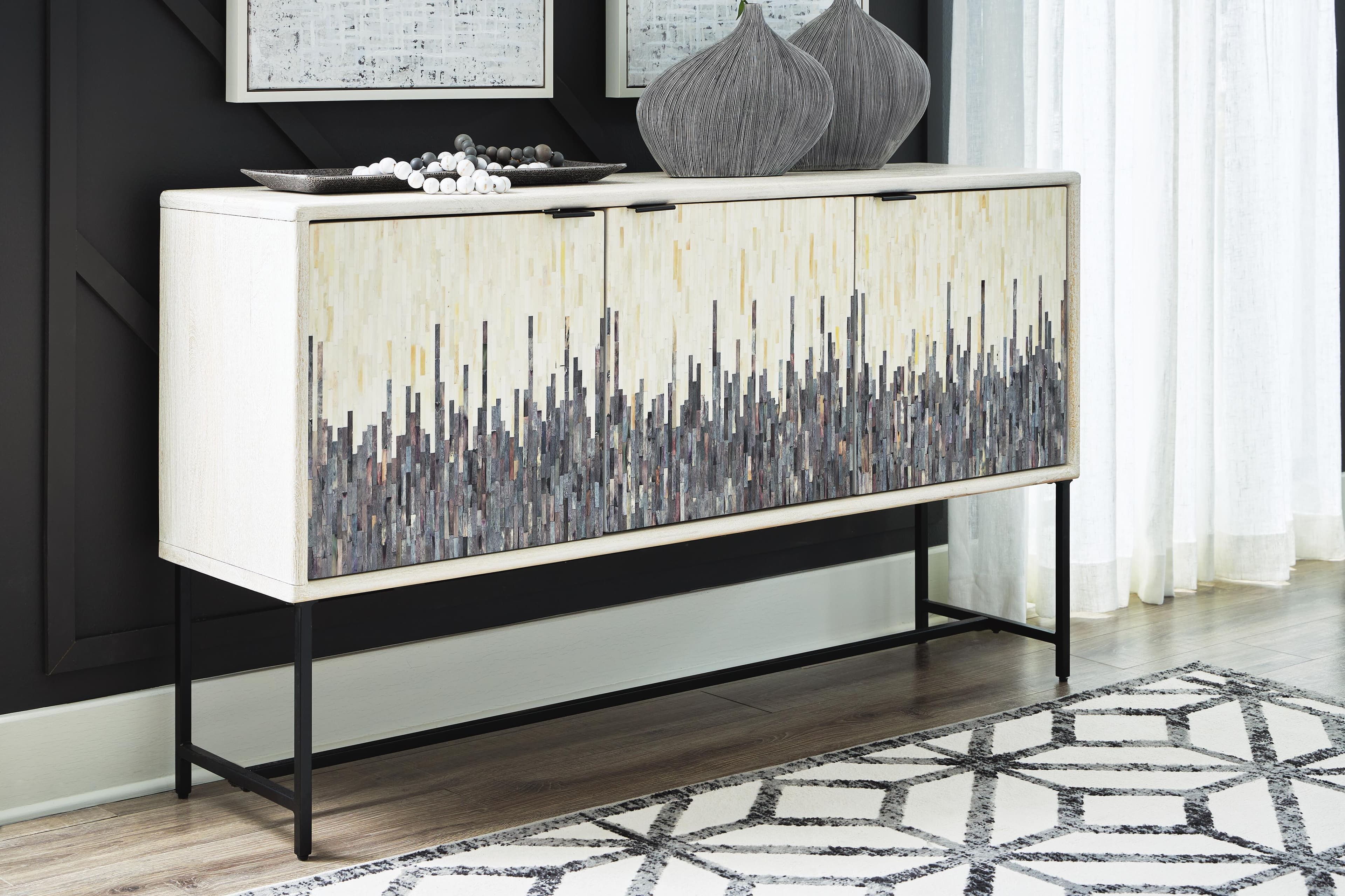 Freyton Accent Cabinet — White & Black/Gray — view 2