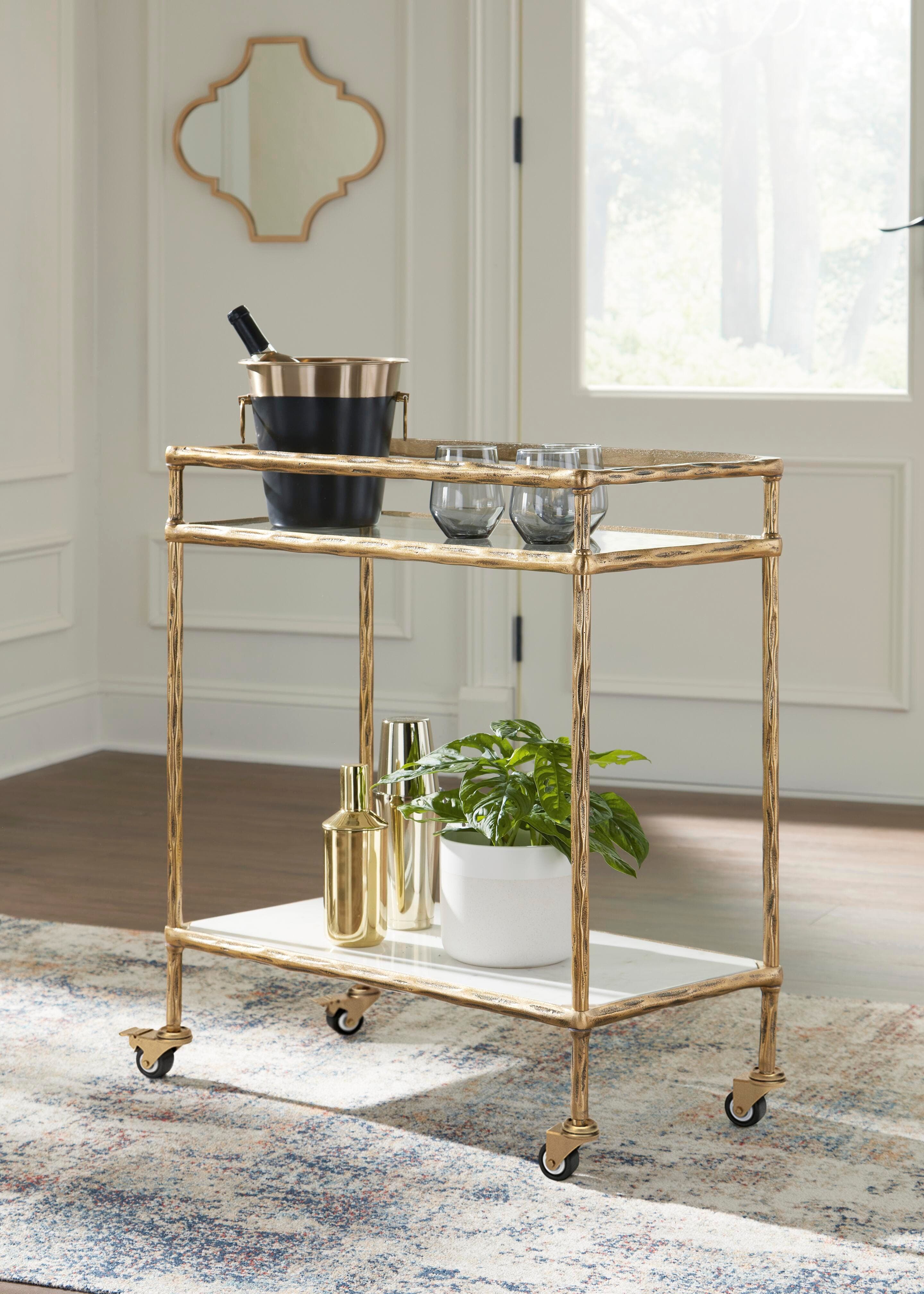Plattfield Bar Cart — White & Metallic — view 2