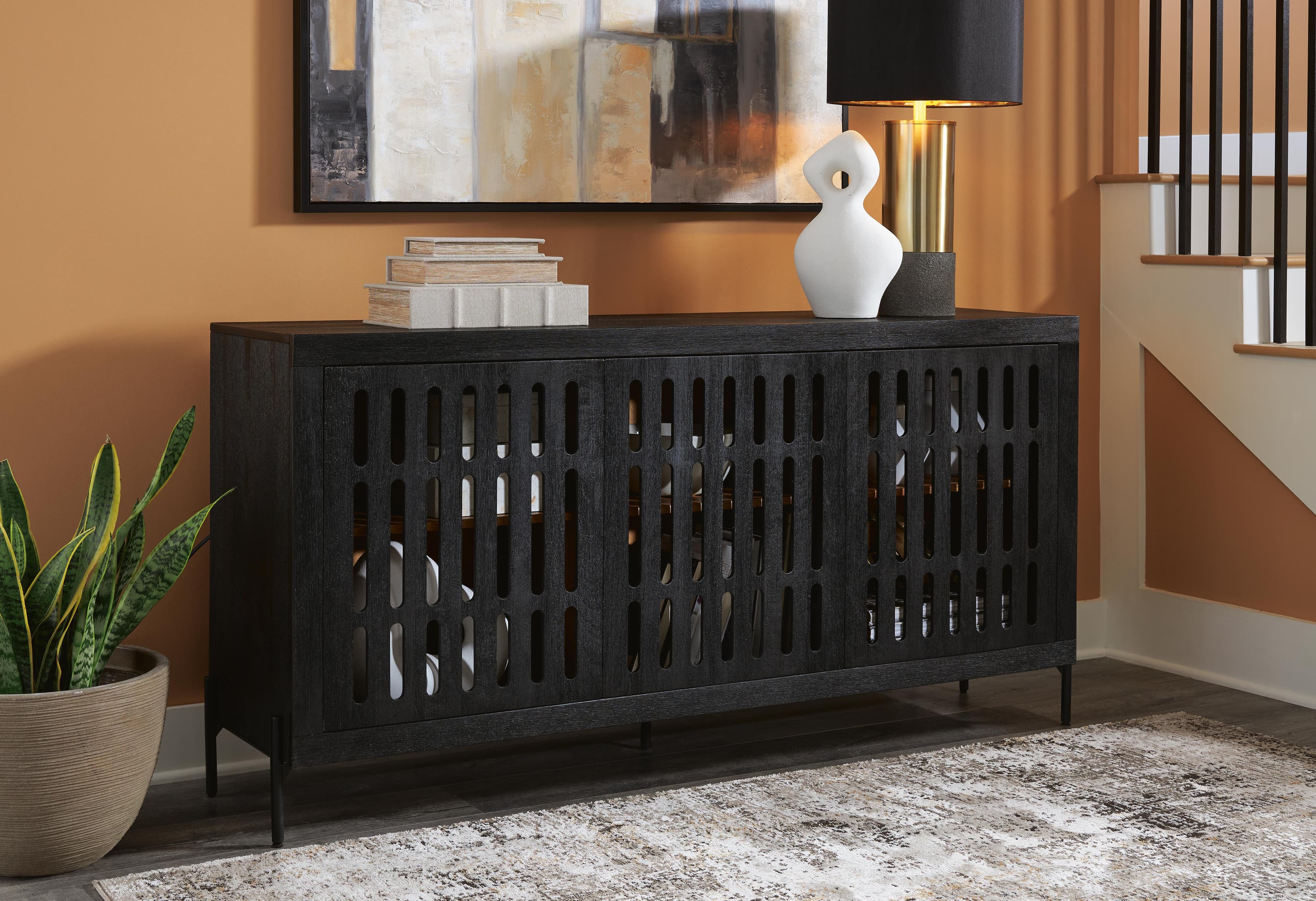 Vallisburg Accent Cabinet — Black/Gray & Brown/Beige — view 2