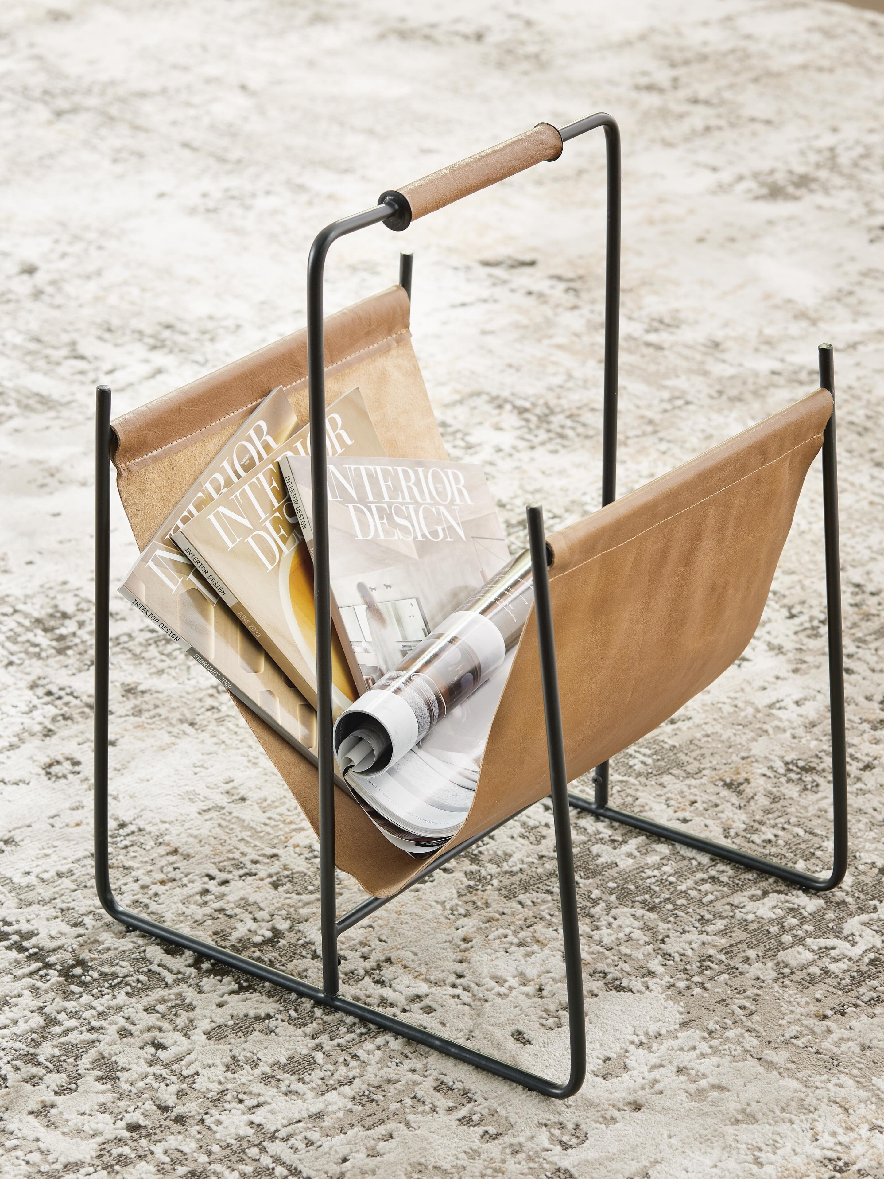 Faronworth Magazine Rack — Black/Gray & Brown/Beige — view 2