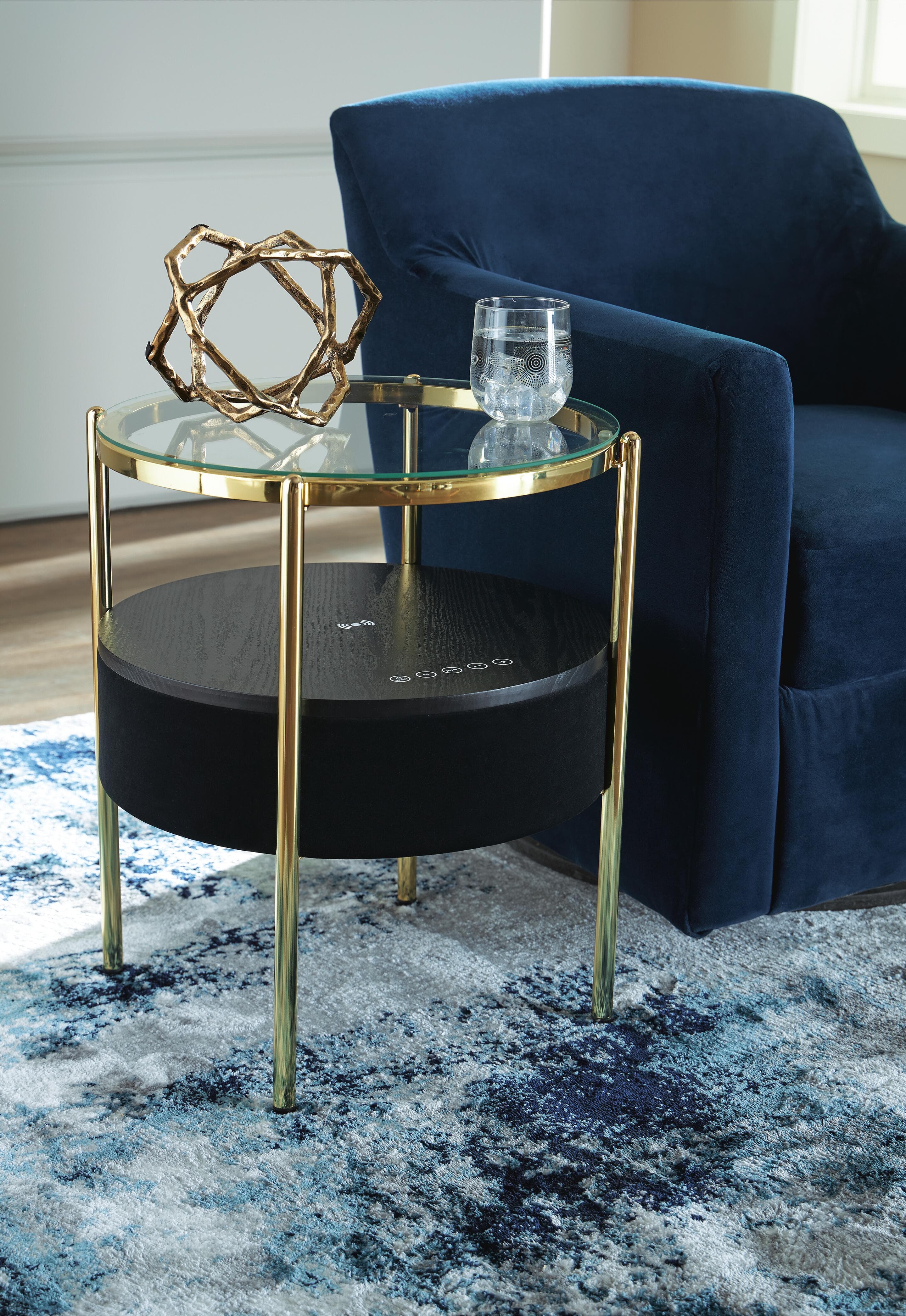 Nedman Accent Table with Speaker — Metallic & Black/Gray — view 2