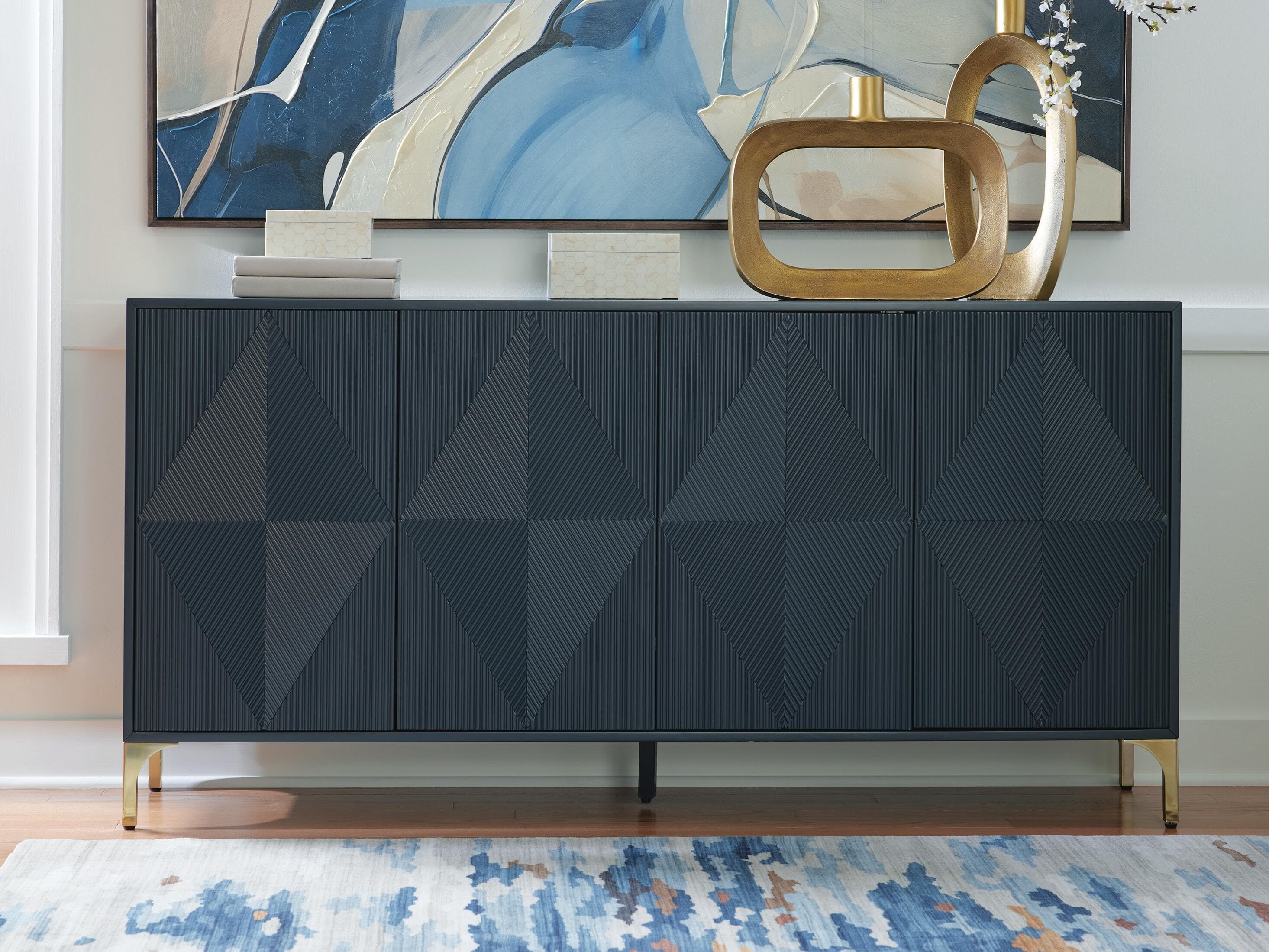 Loirwick Accent Cabinet — Metallic & Blue — view 2