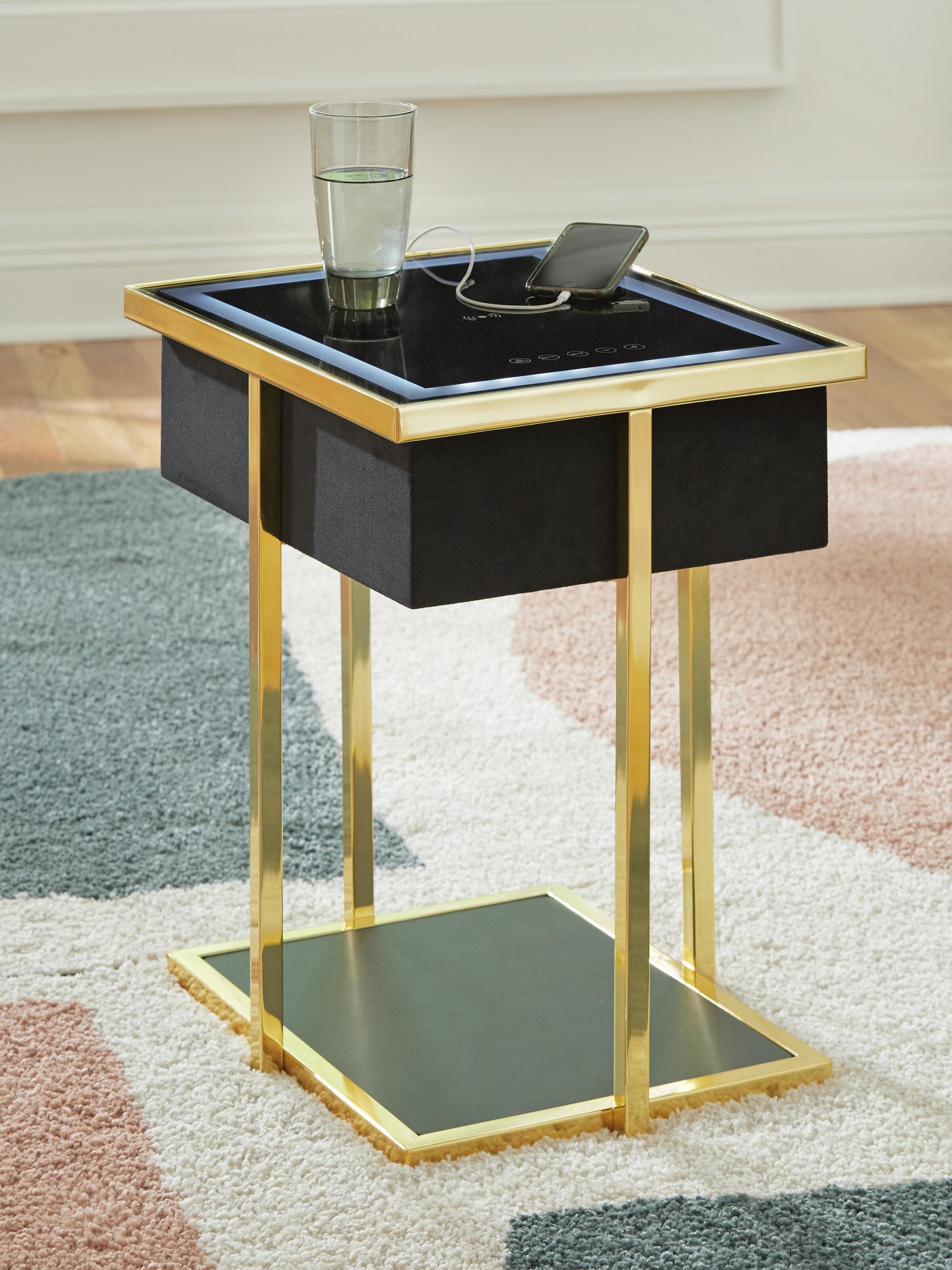 Rexwell Accent Table with Speaker — Metallic, Yellow & Black/Gray — view 6