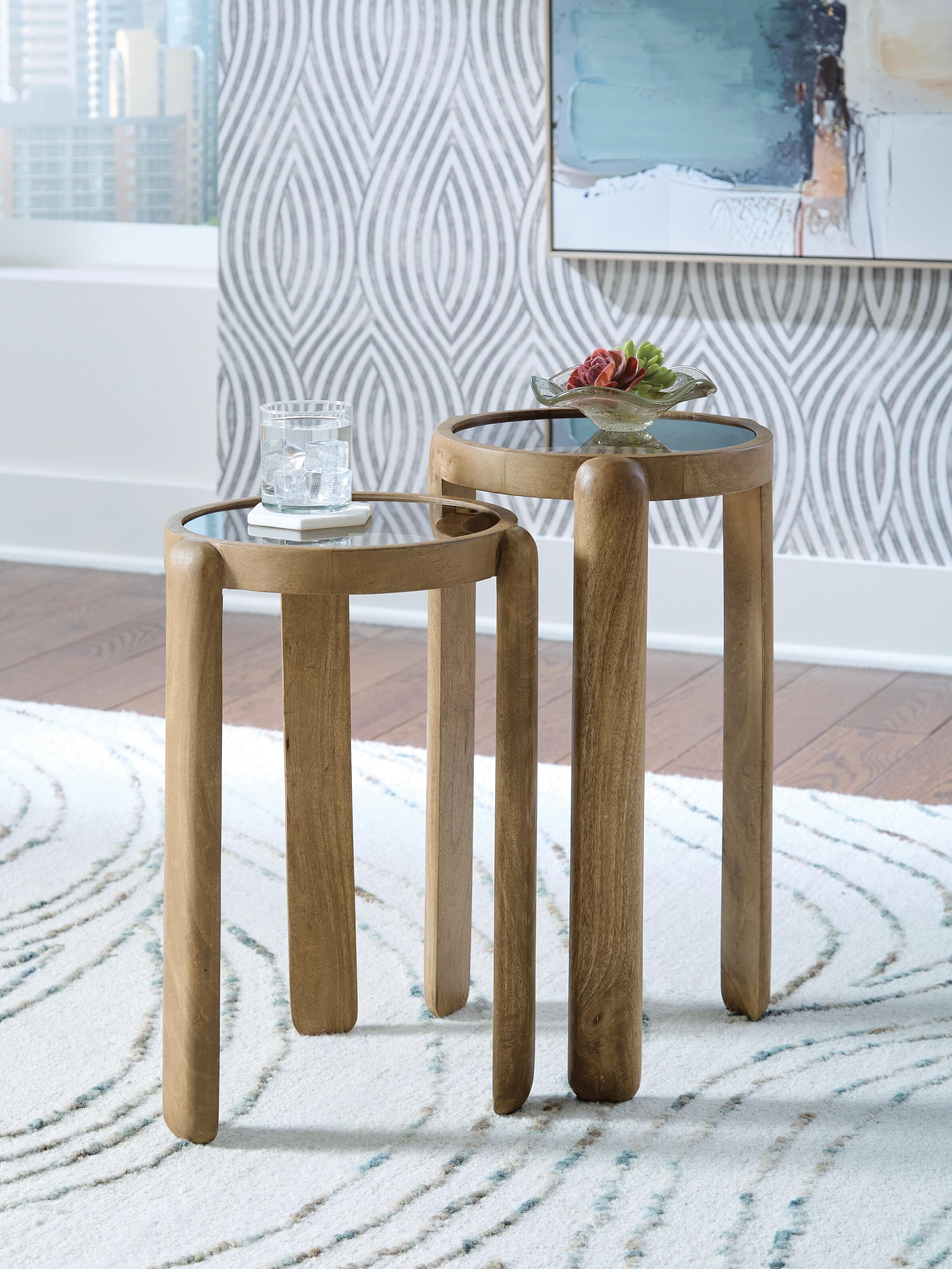 Jossor Accent Table (Set of 2) — Light Brown — view 2