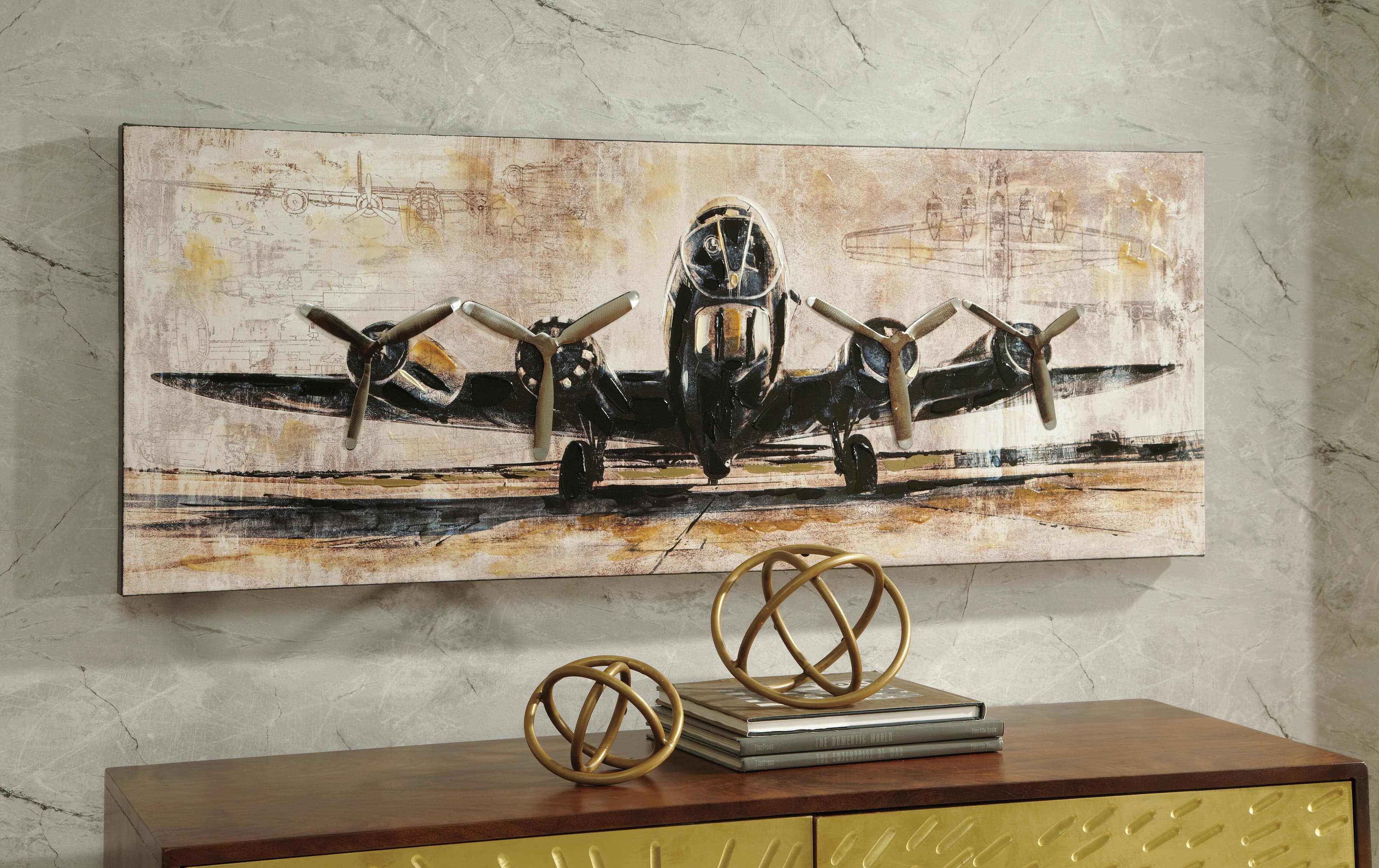 Kalene Wall Art — Black/Gray, Brown/Beige, Metallic & White — view 2