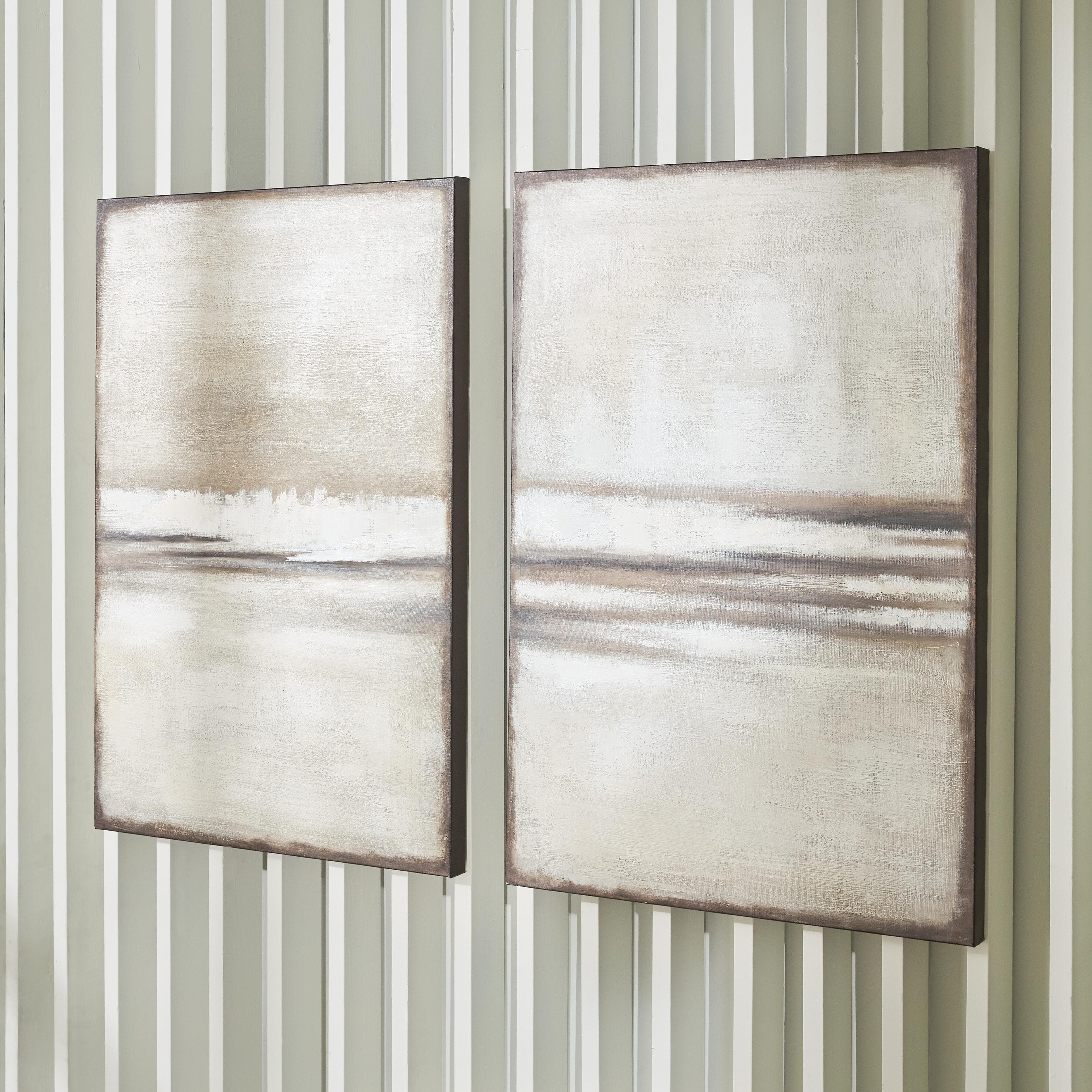 Brockdunn Wall Art (Set of 2) — White & Brown/Beige — view 2