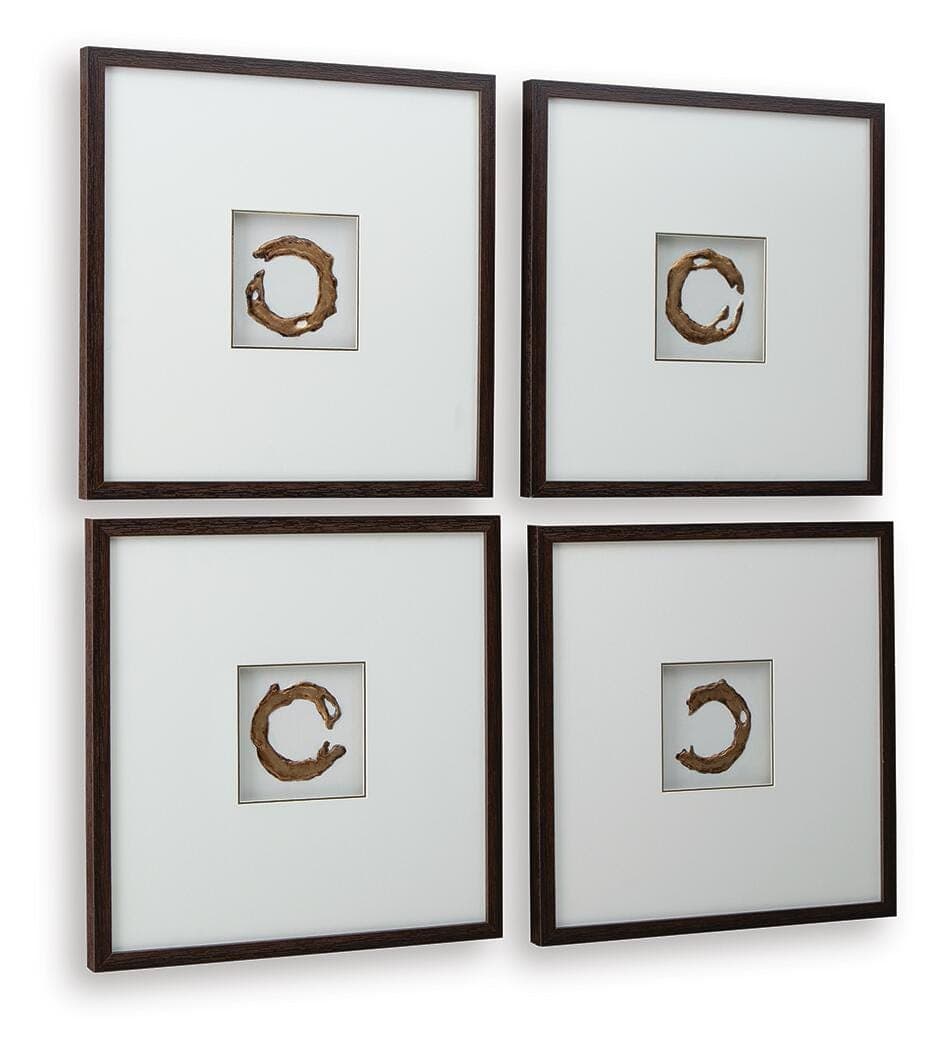 Dallbourne Wall Art (Set of 4) — White/Gold Finish — view 3